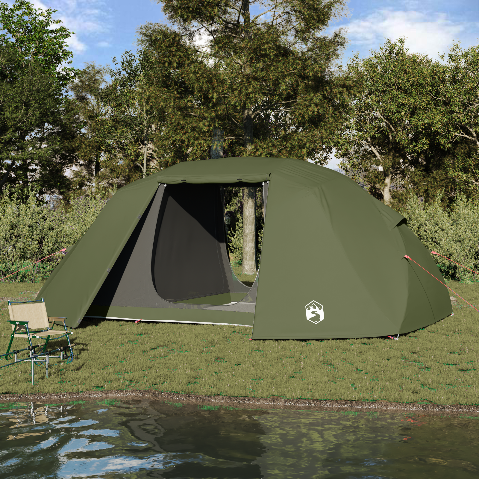 Fishing Tent Olive green Polyester 7-Person Durable
