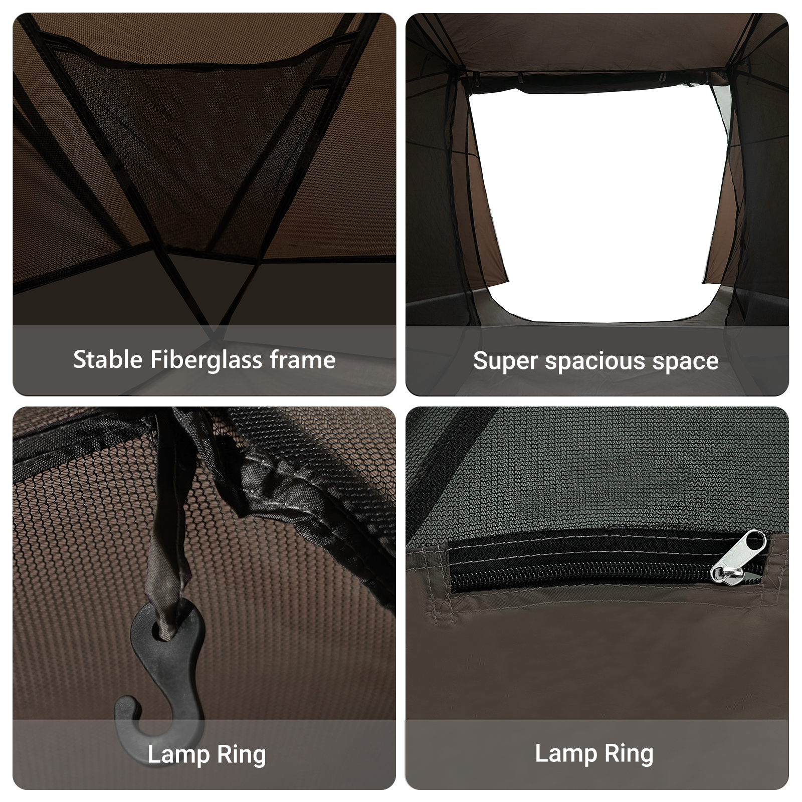 Fishing Tent Brown Polyester 7-Person Collapsible Fishing Tent - Image 8