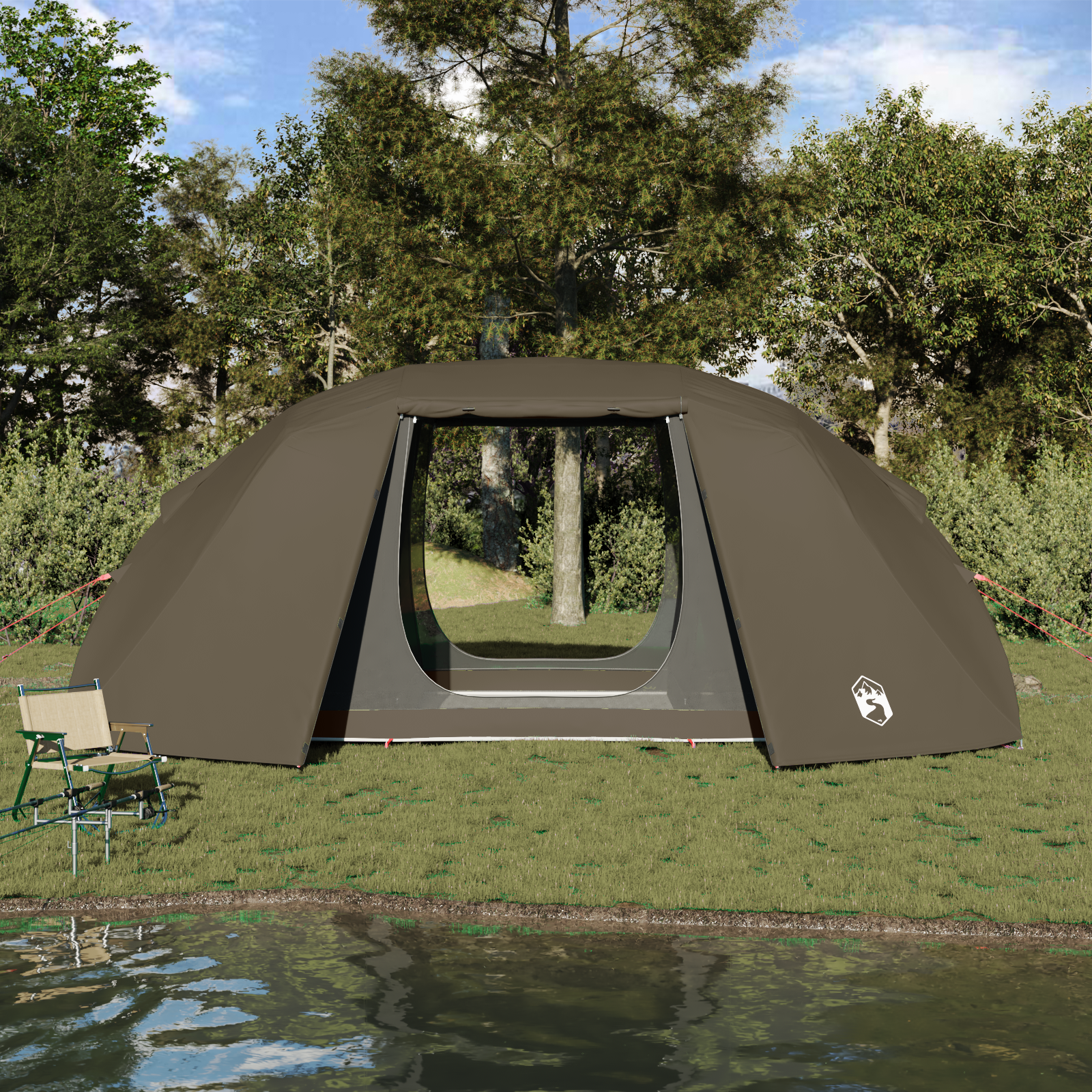 Fishing Tent Brown Polyester 7-Person Collapsible Fishing Tent - Image 4