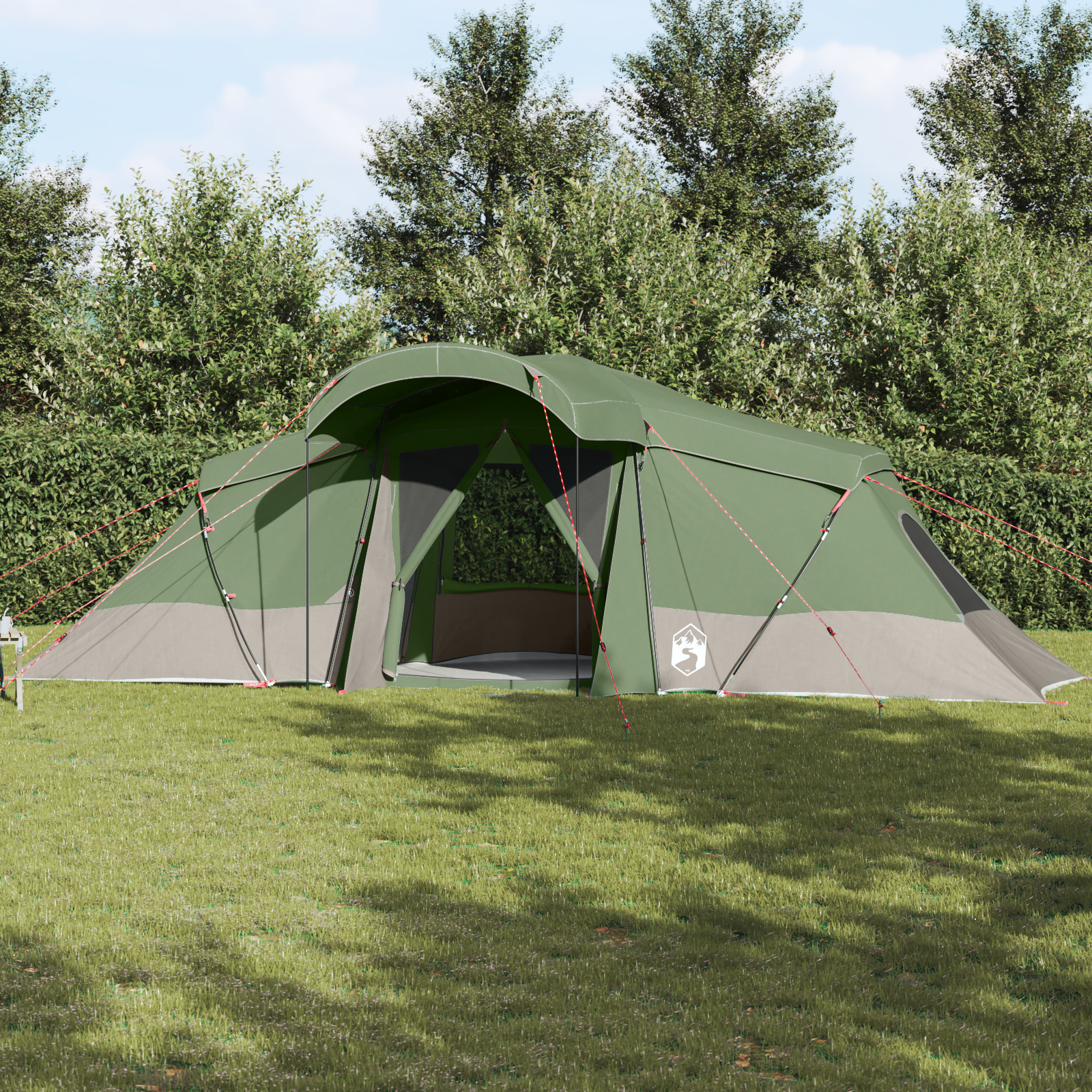 Family Tent with Windows Dome Green 6-Person Waterproof