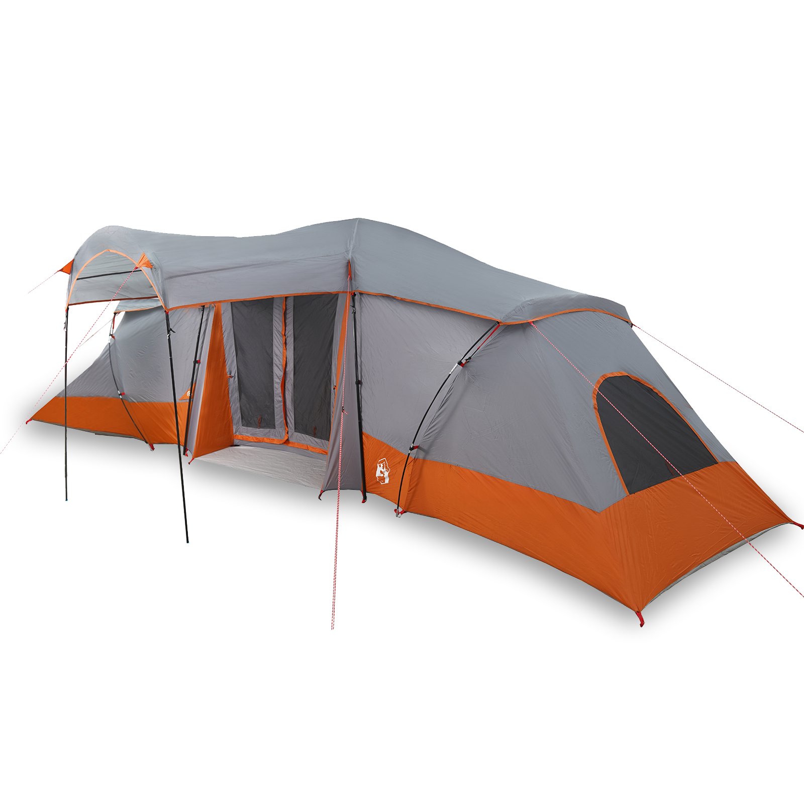 Family Tent with Windows Dome Grey&Orange 6-Person Waterproof - Image 3