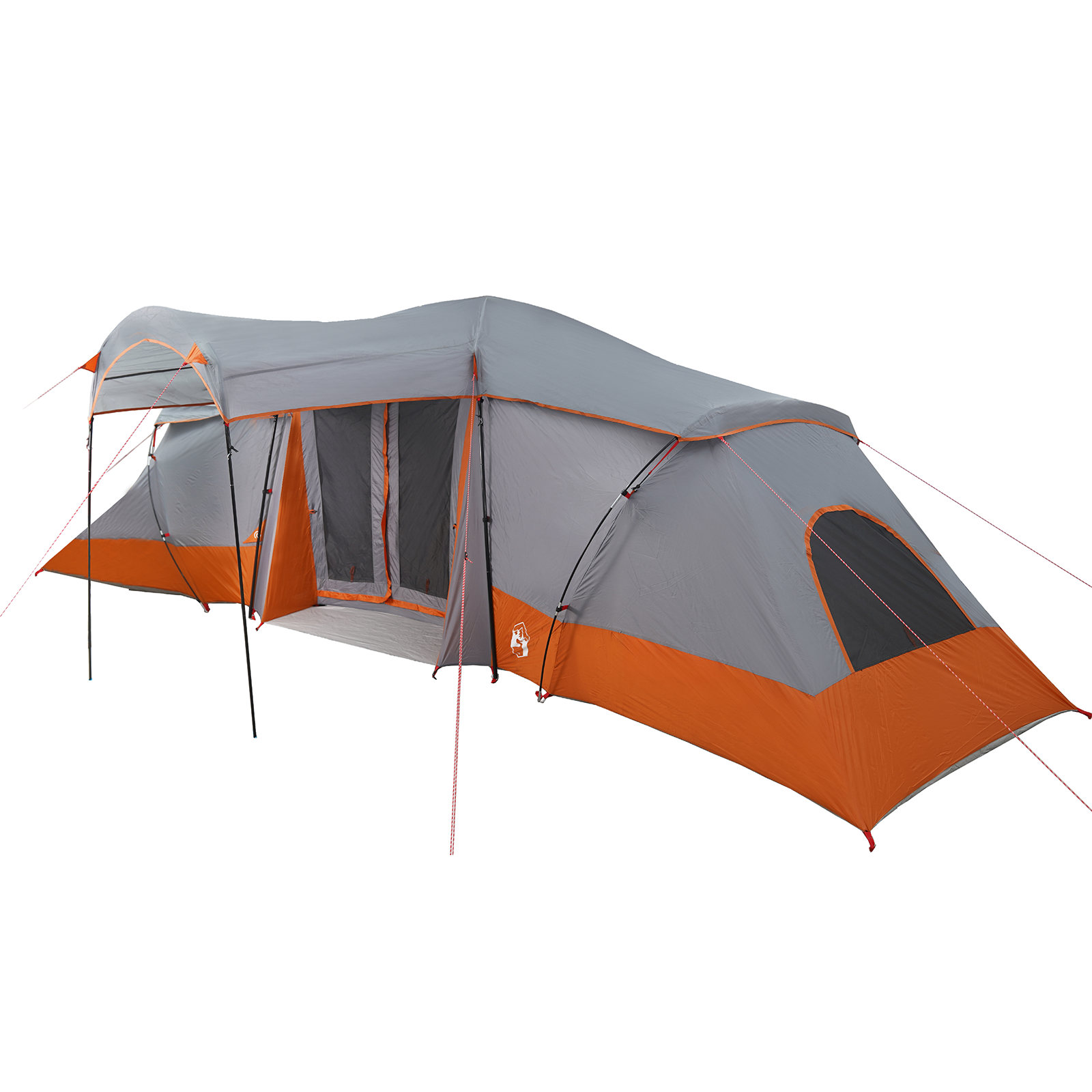Family Tent with Windows Dome Grey&Orange 6-Person Waterproof - Image 2