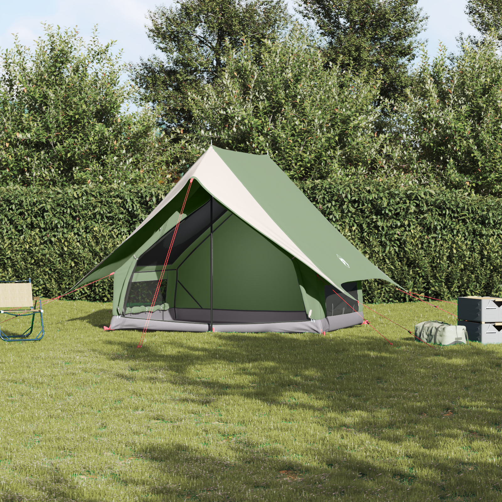 Camping Tent A-Frame 3-Person Green Waterproof