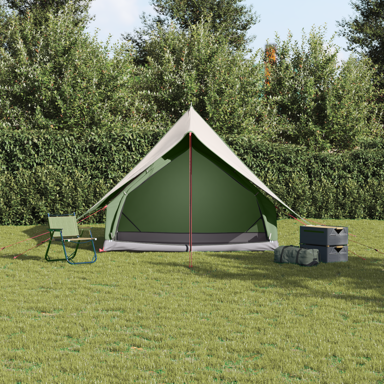 Camping Tent A-Frame 3-Person Green Waterproof - Image 4