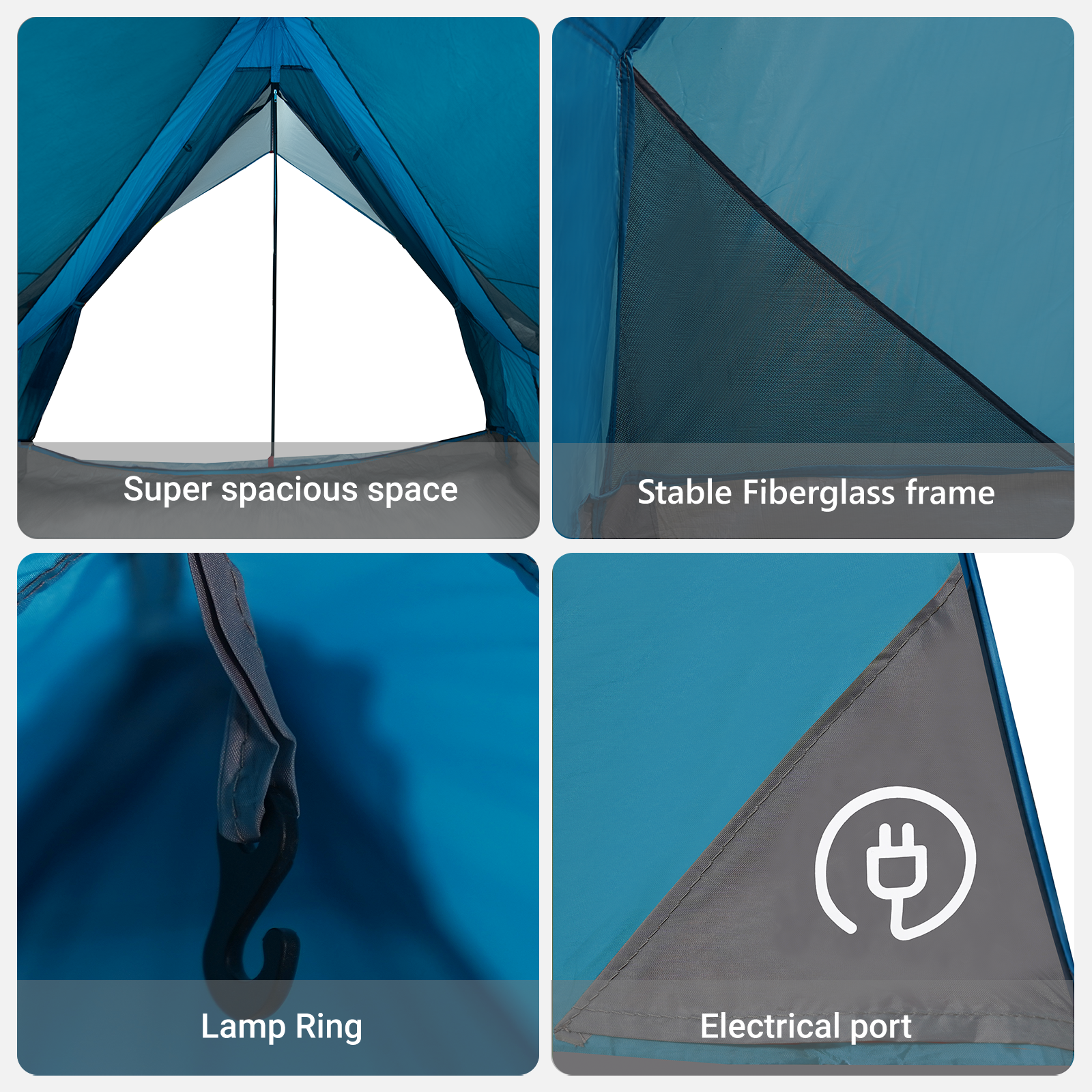 Camping Tent A-Frame 3-Person Blue Waterproof - Image 9