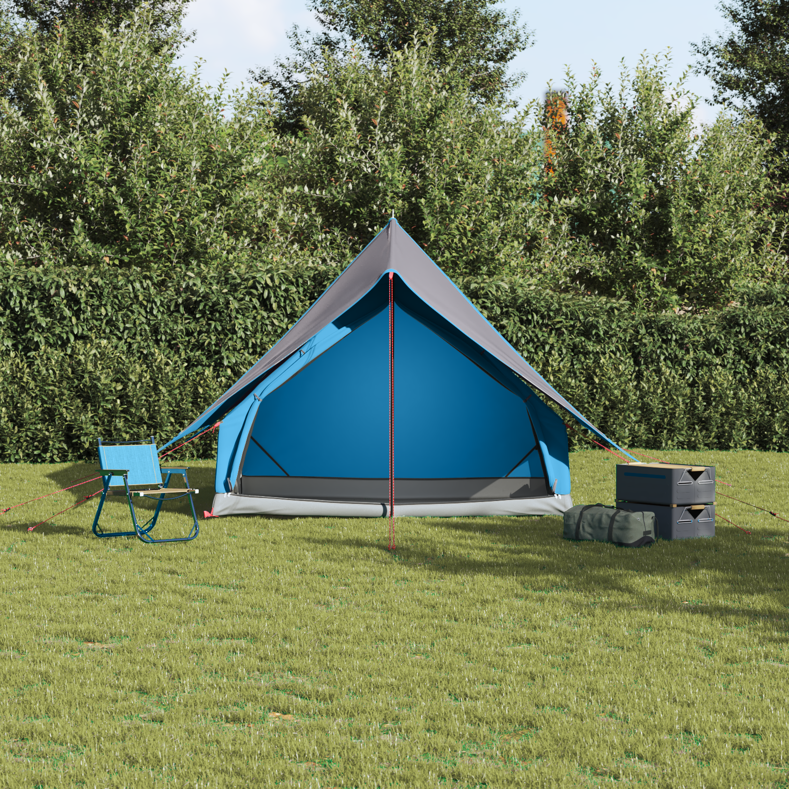 Camping Tent A-Frame 3-Person Blue Waterproof - Image 4