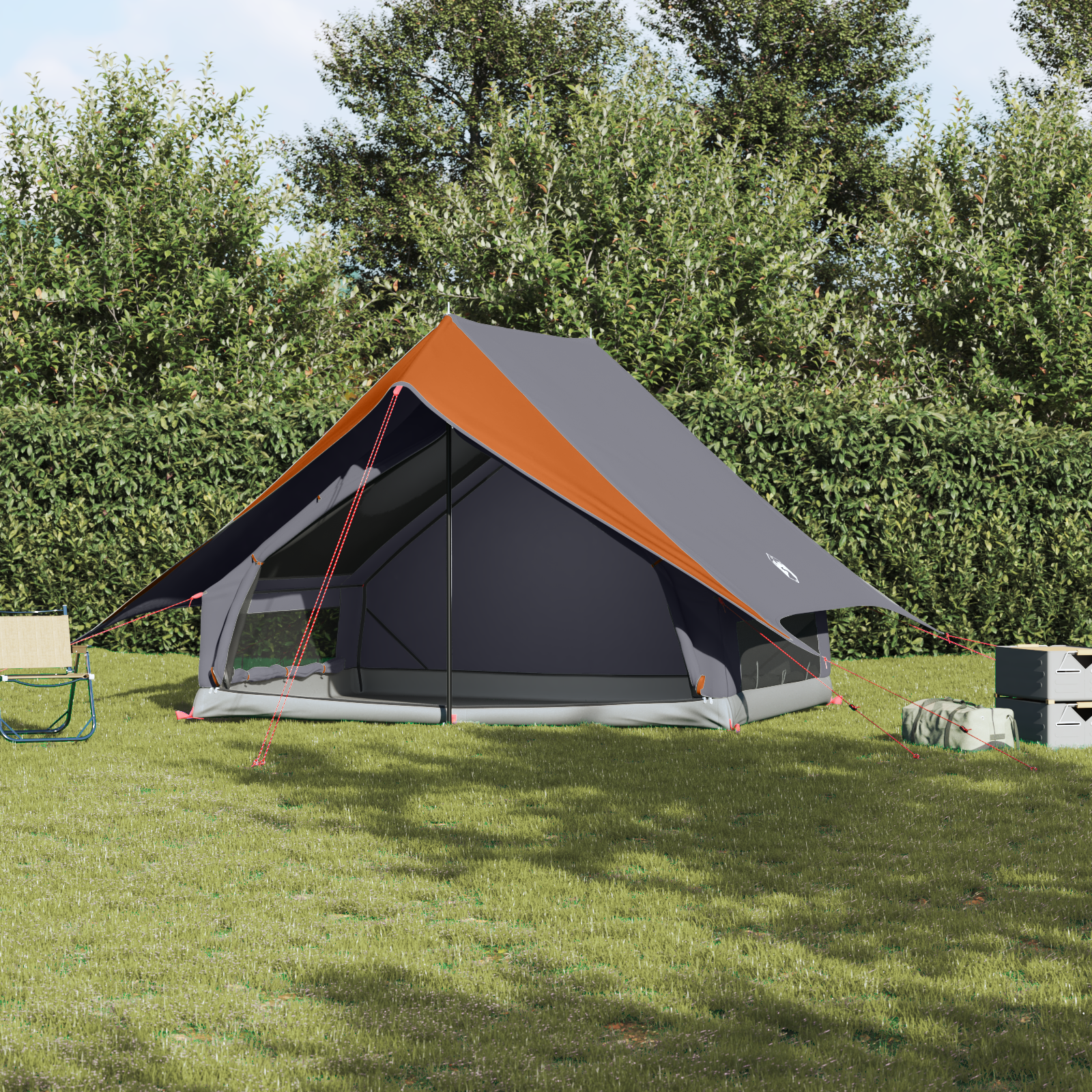 Camping Tent A-Frame 5-Person Grey and Orange Waterproof