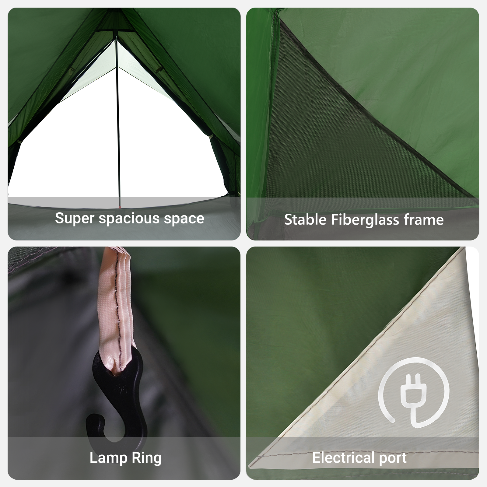 Family Tent A-Frame 7-Person Green Waterproof - Image 9