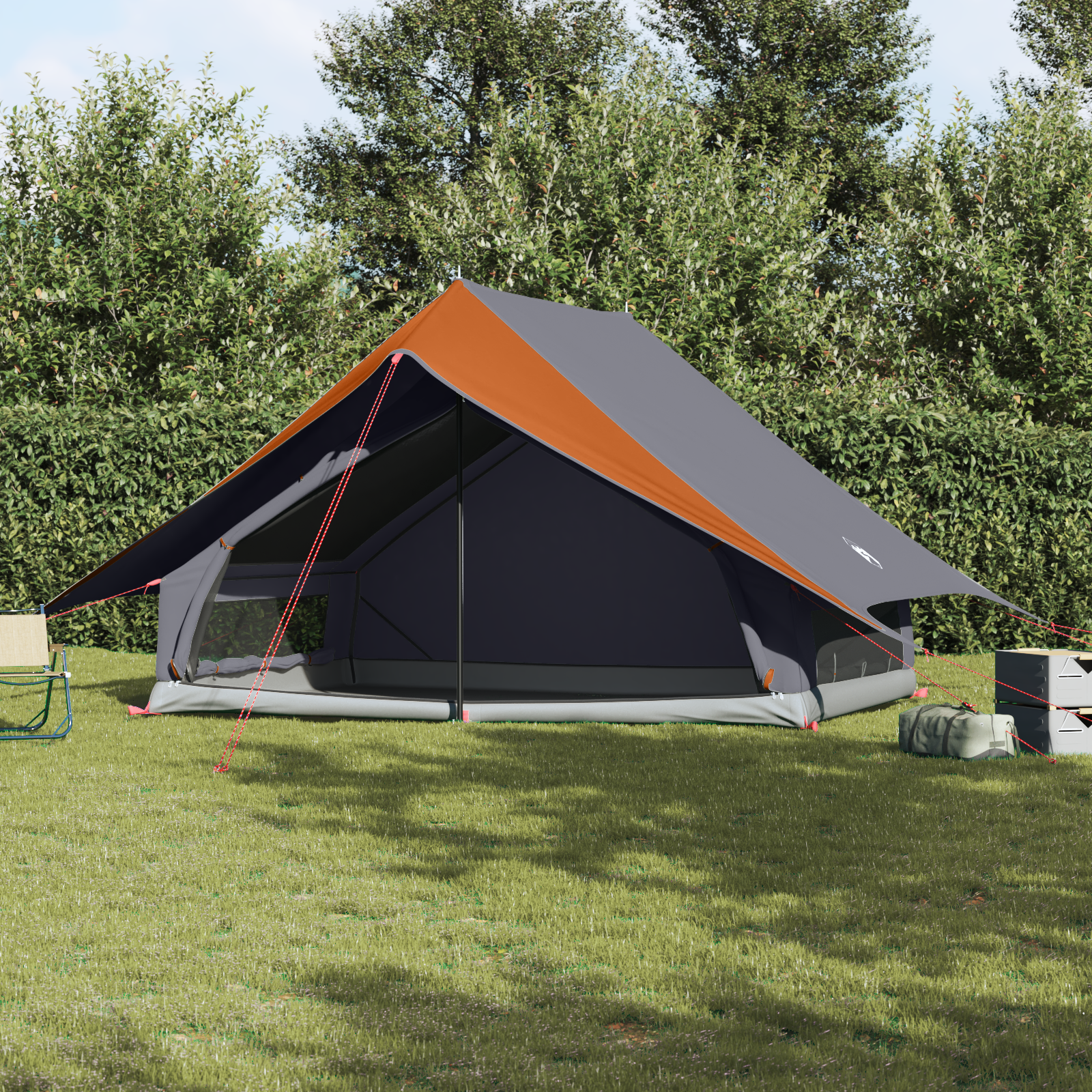 Family Tent A-Frame 7-Person Grey and Orange Waterproof