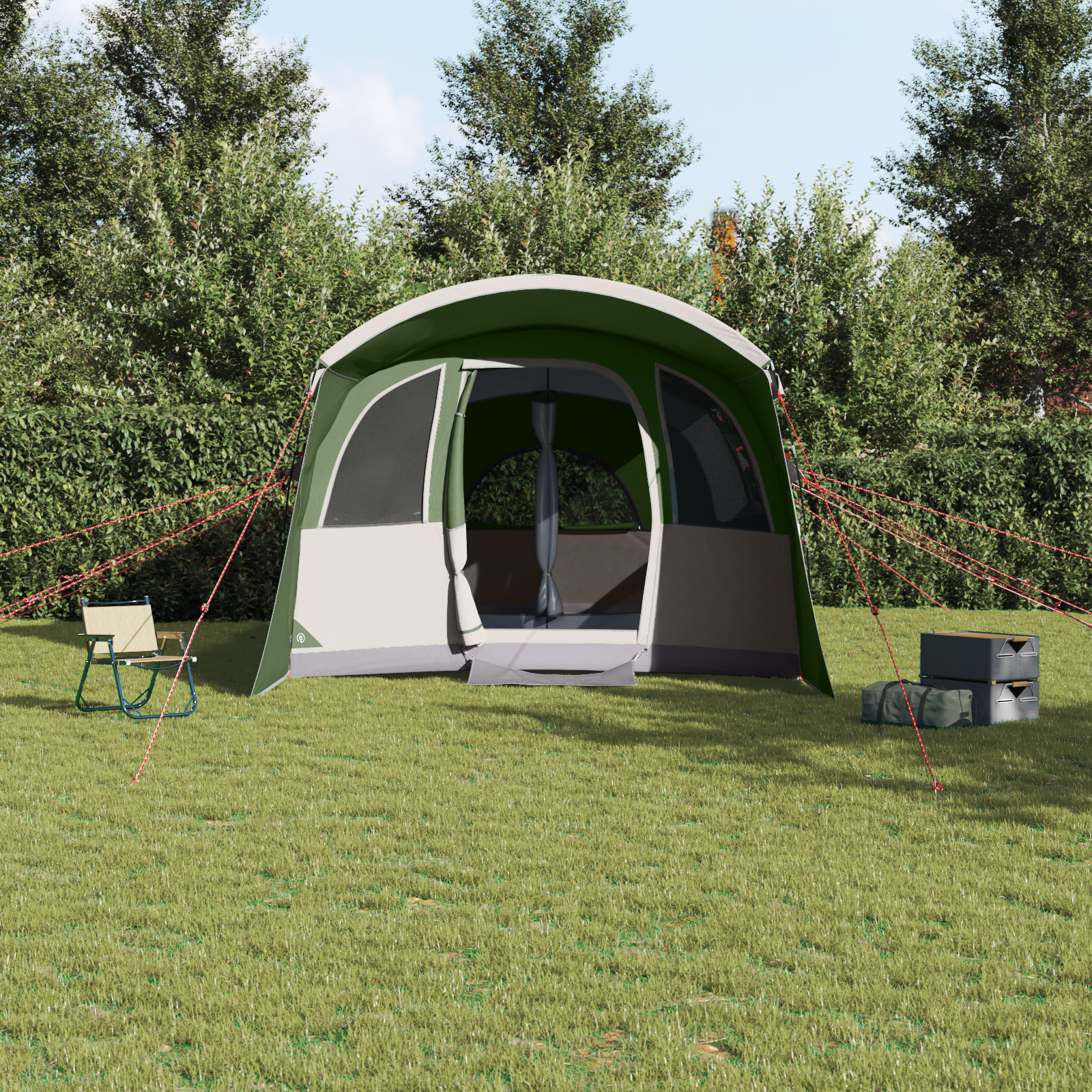 Family Tent with Windows Tunnel Green 8-Person Waterproof - Image 4