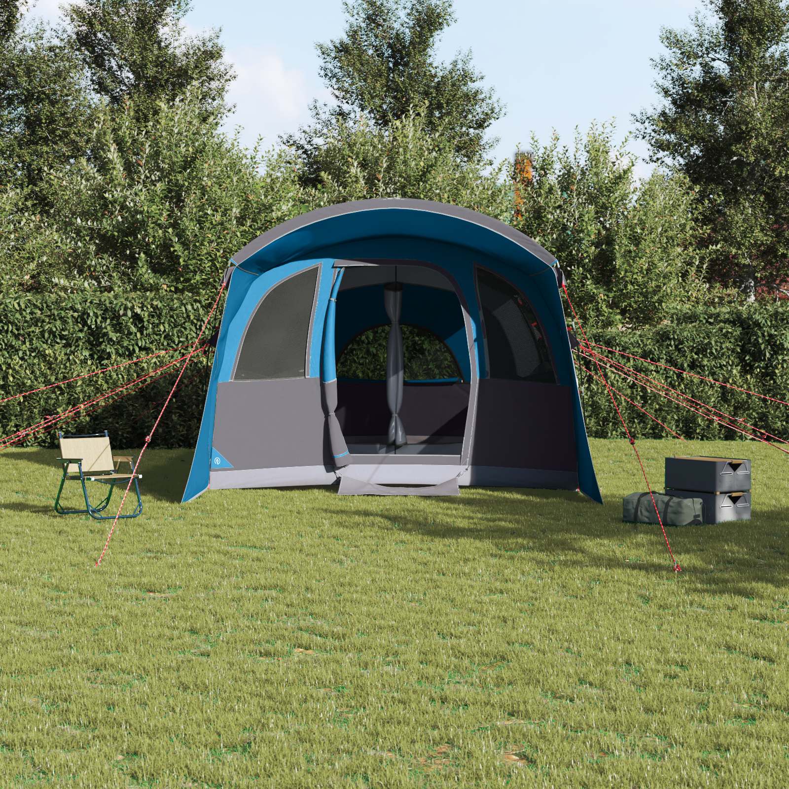 Family Tent with Windows Tunnel Blue 8-Person Waterproof - Image 4