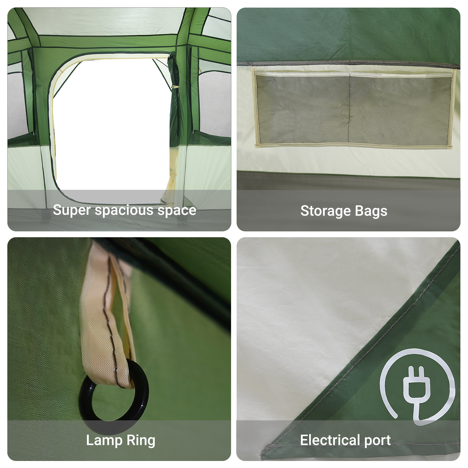 Family Tent with Windows Dome Green 10-Person Waterproof - Image 9