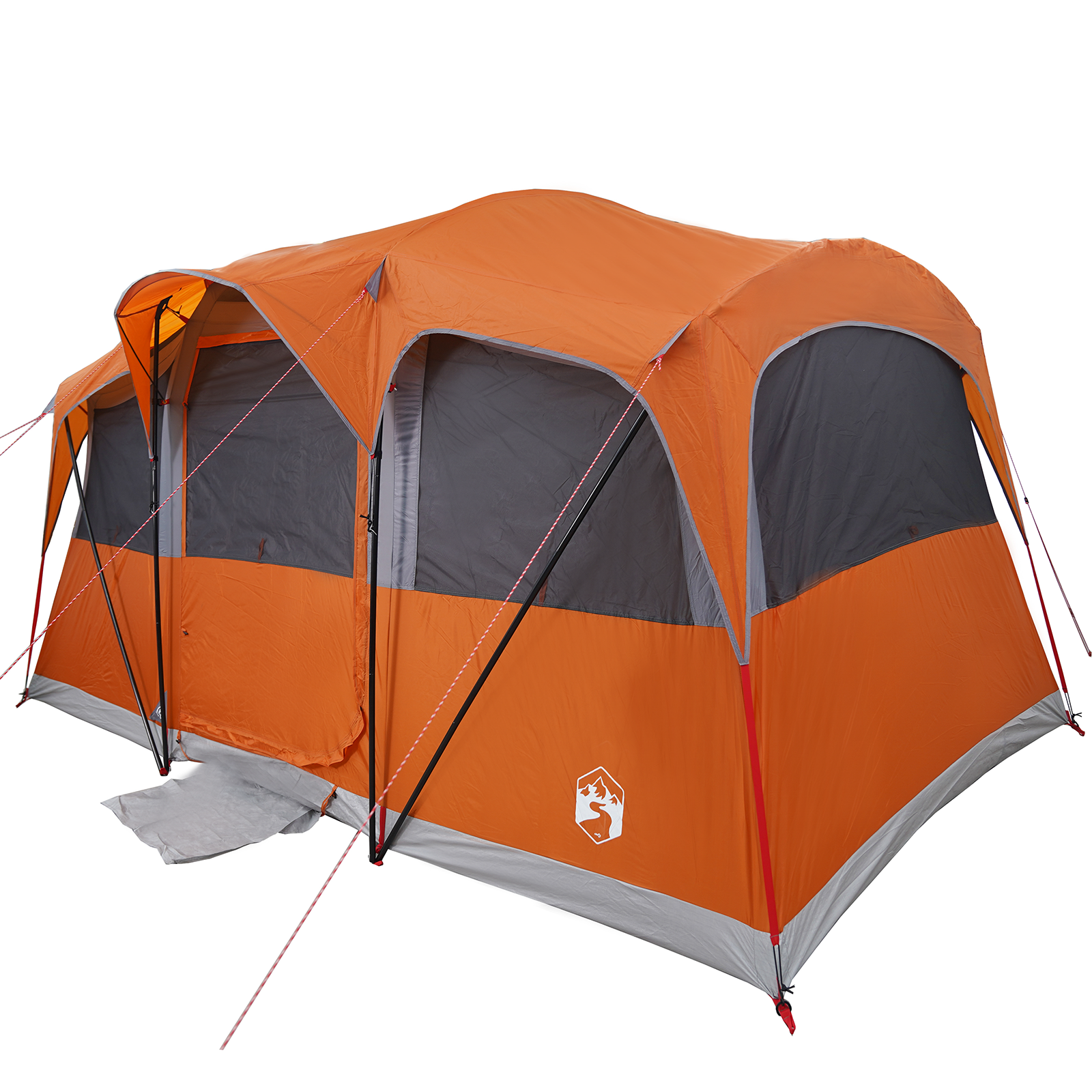 Family Tent with Windows Dome Grey & Orange 10-Person Waterproof - Image 2