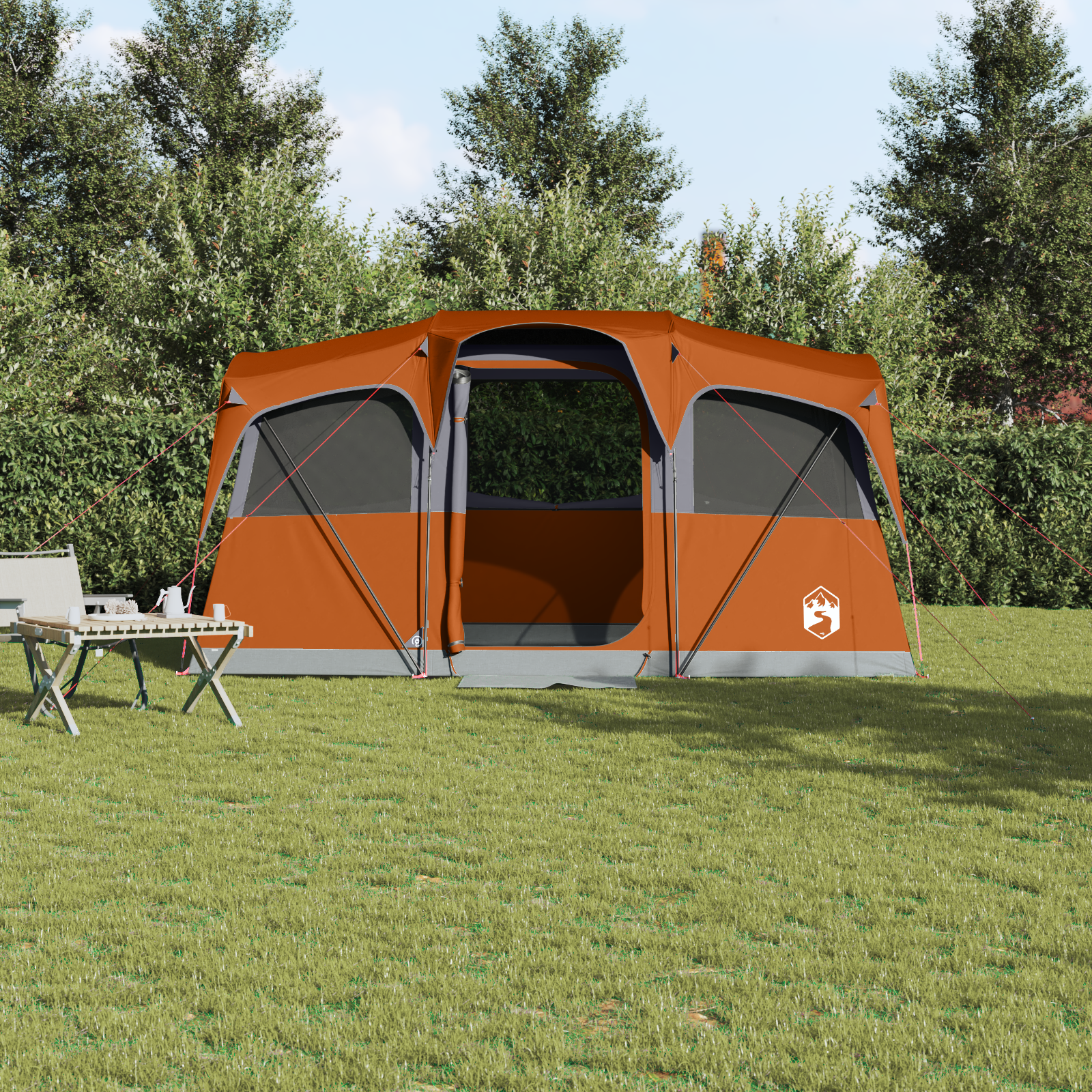 Family Tent with Windows Dome Grey & Orange 10-Person Waterproof - Image 4
