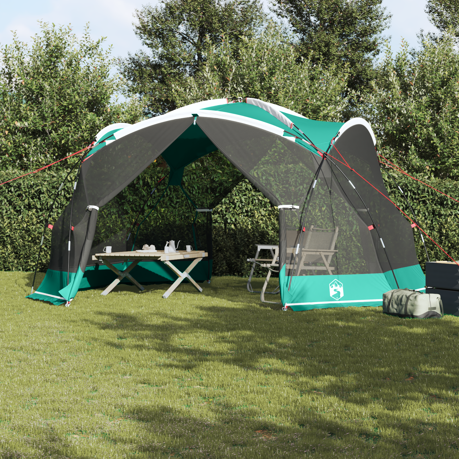 Camping Mosquito Net with Doors Green 4-Person Waterproof