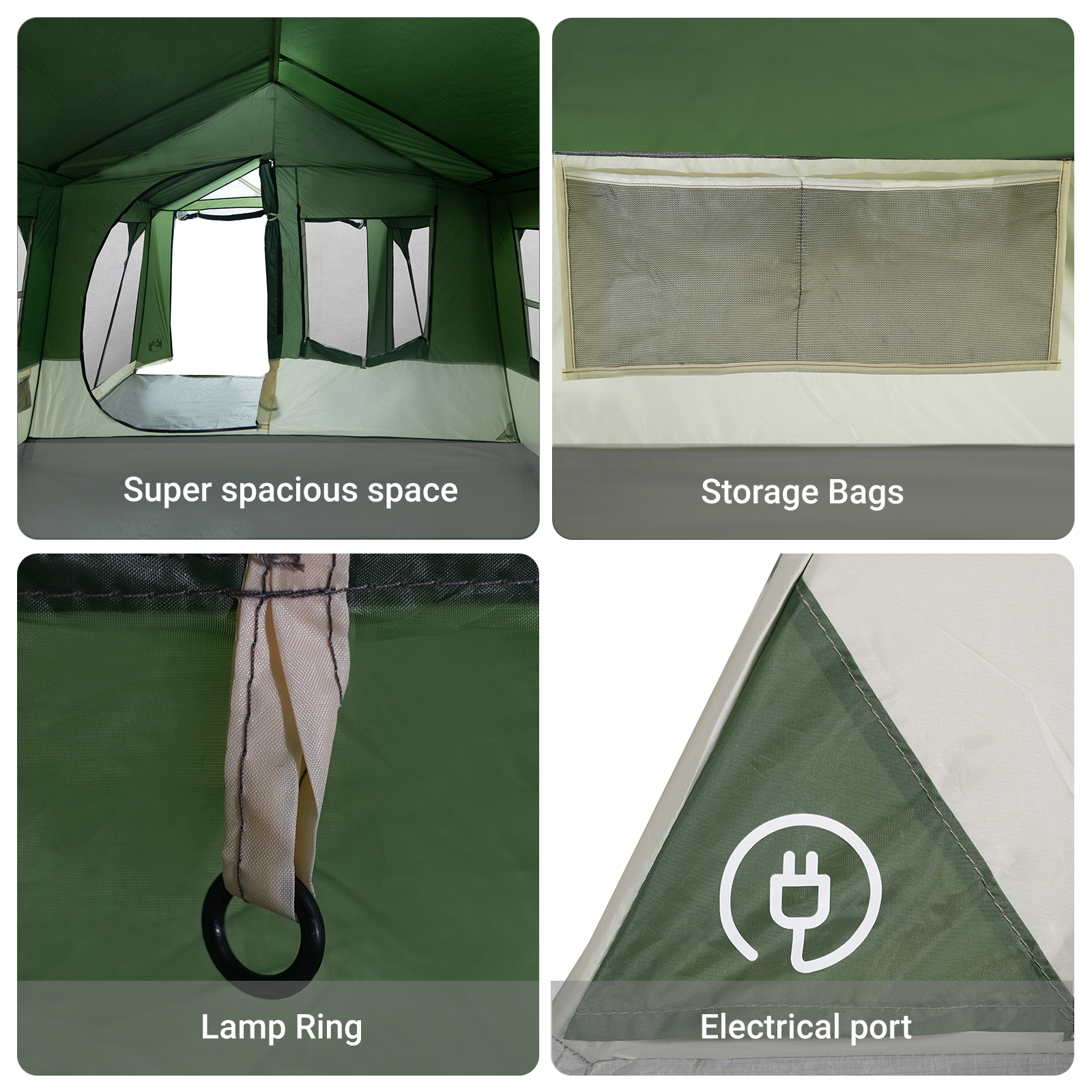 Camping Tent with Windows Green 10-Person Waterproof - Image 9