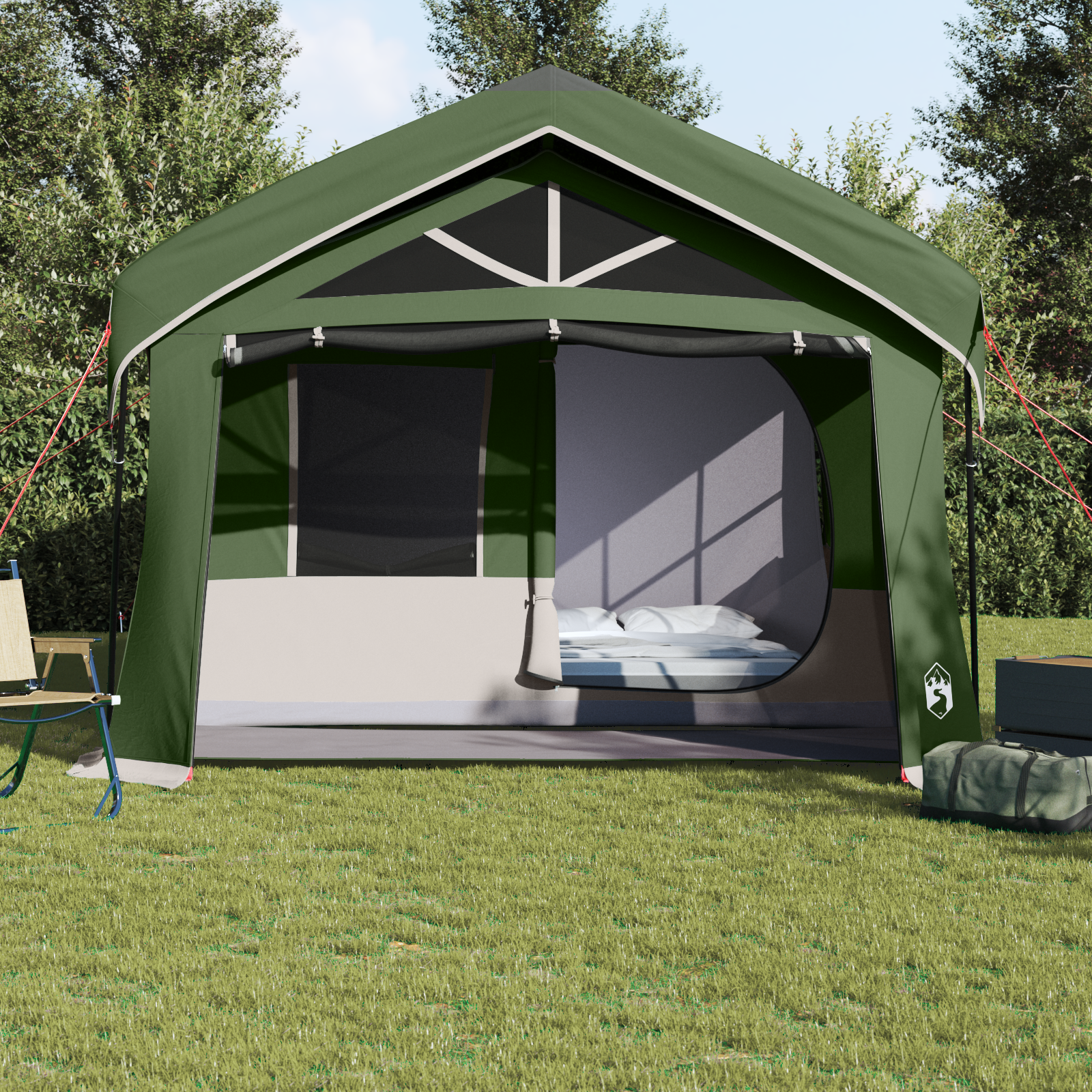 Camping Tent with Windows Green 10-Person Waterproof - Image 4