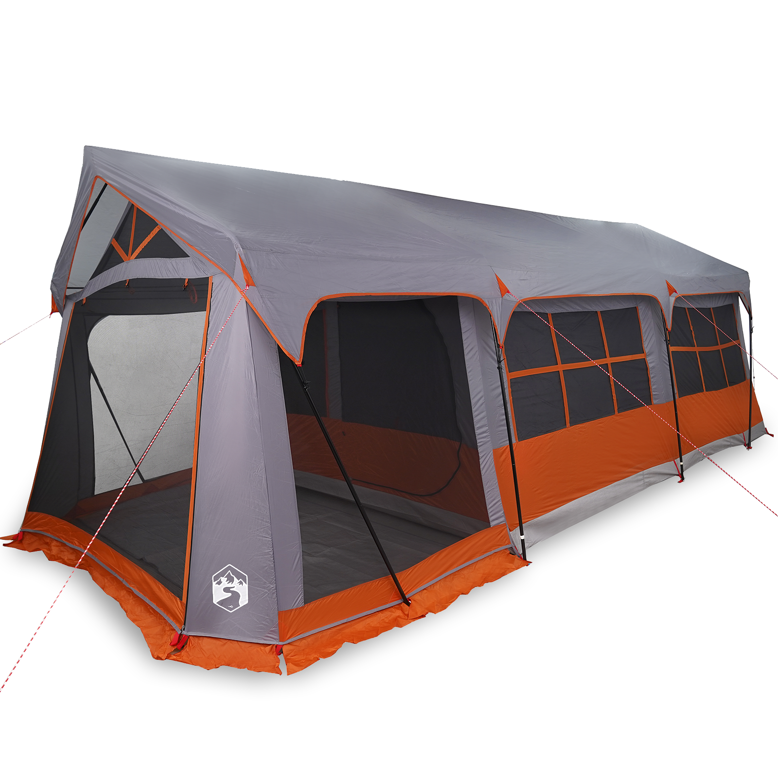 Camping Tent with Windows Grey and Orange 10-Person Waterproof - Image 3