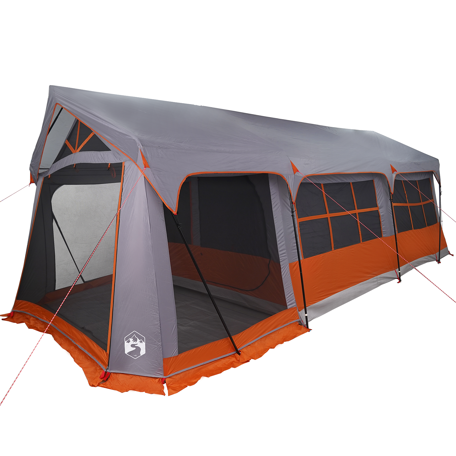 Camping Tent with Windows Grey and Orange 10-Person Waterproof - Image 2