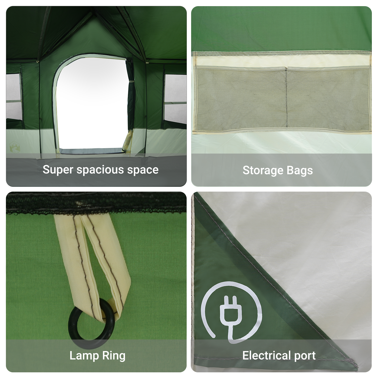 Camping Tent with Windows Green 12-Person Waterproof - Image 9
