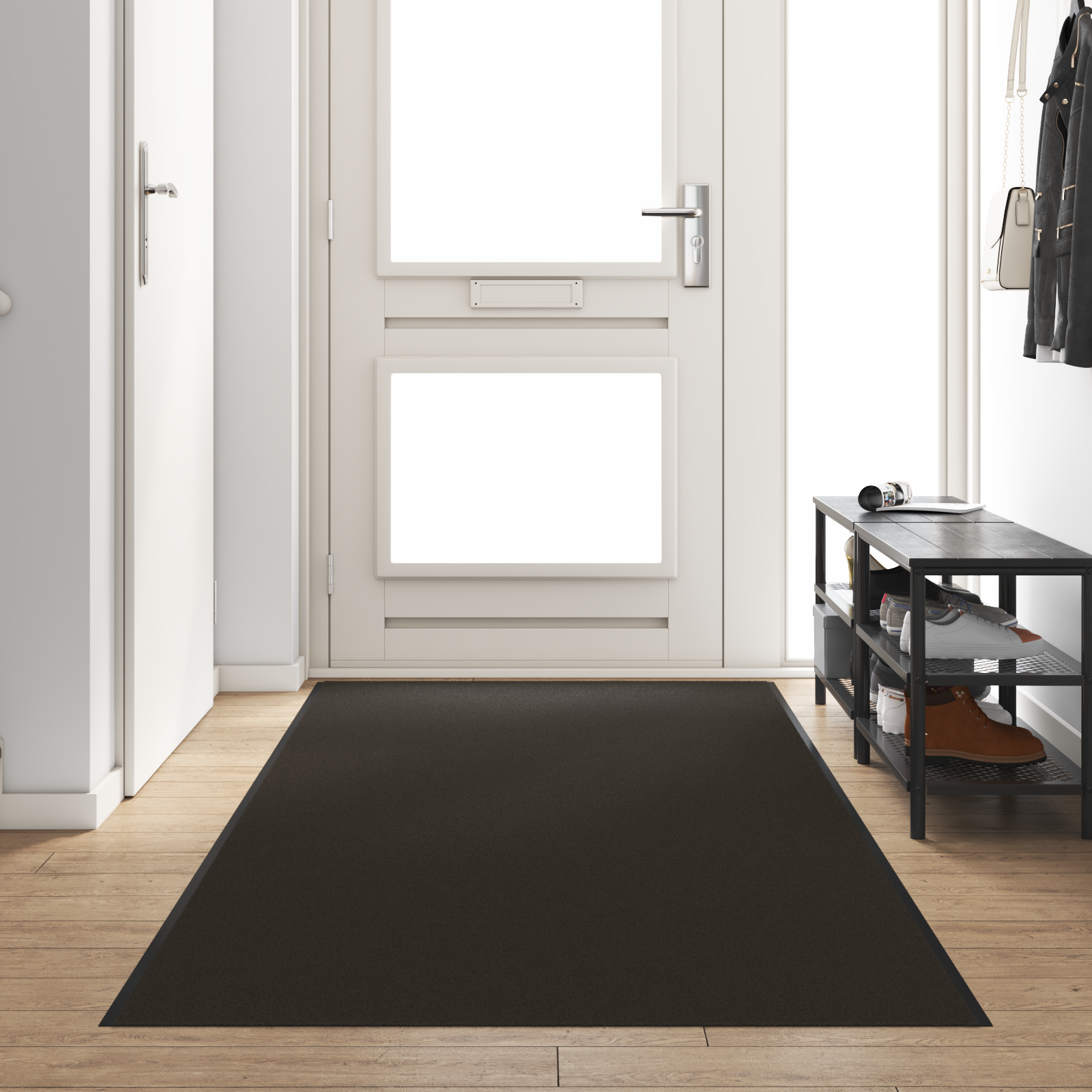 Washable Black Doormat 120x350 cm
