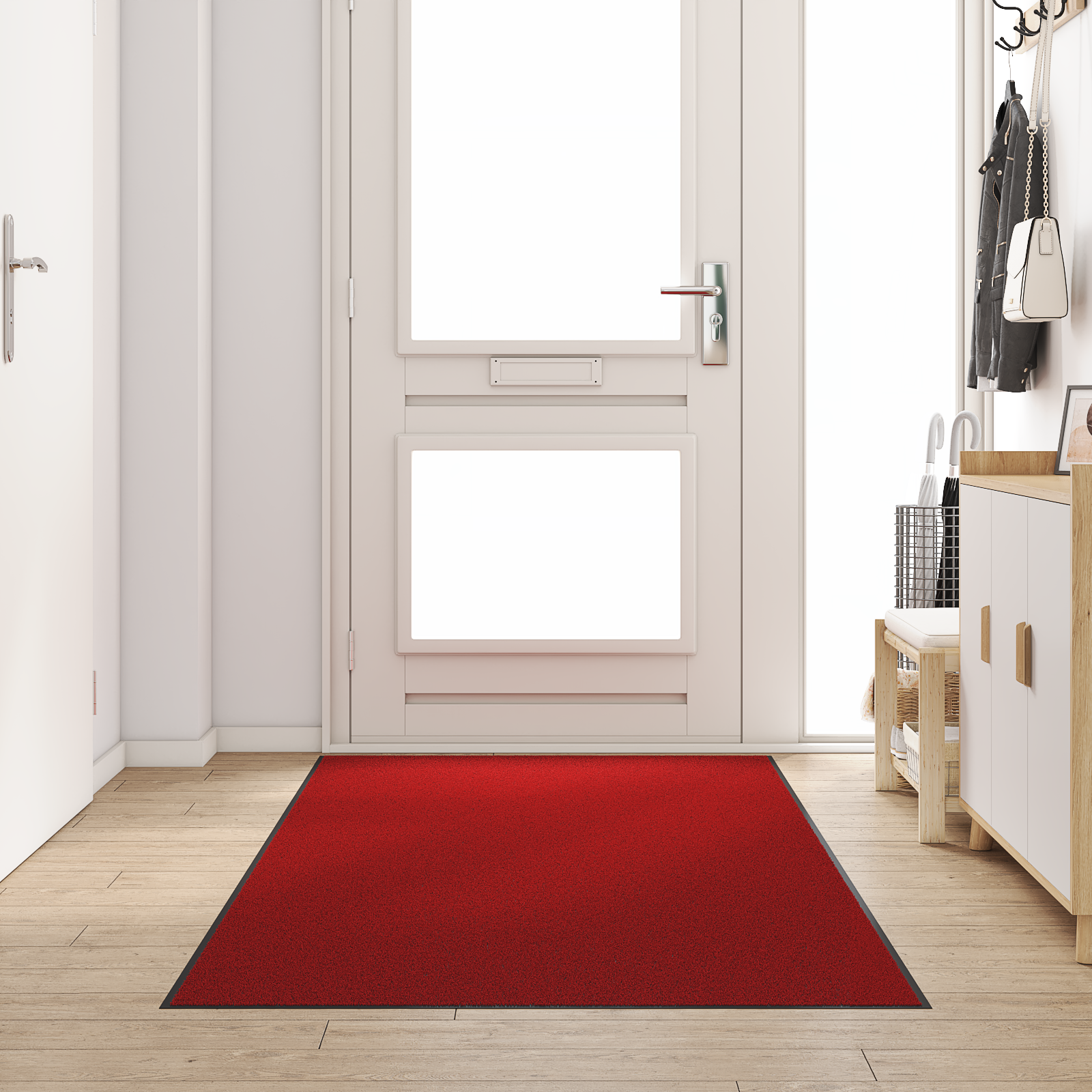 Washable Red Doormat 120x300 cm
