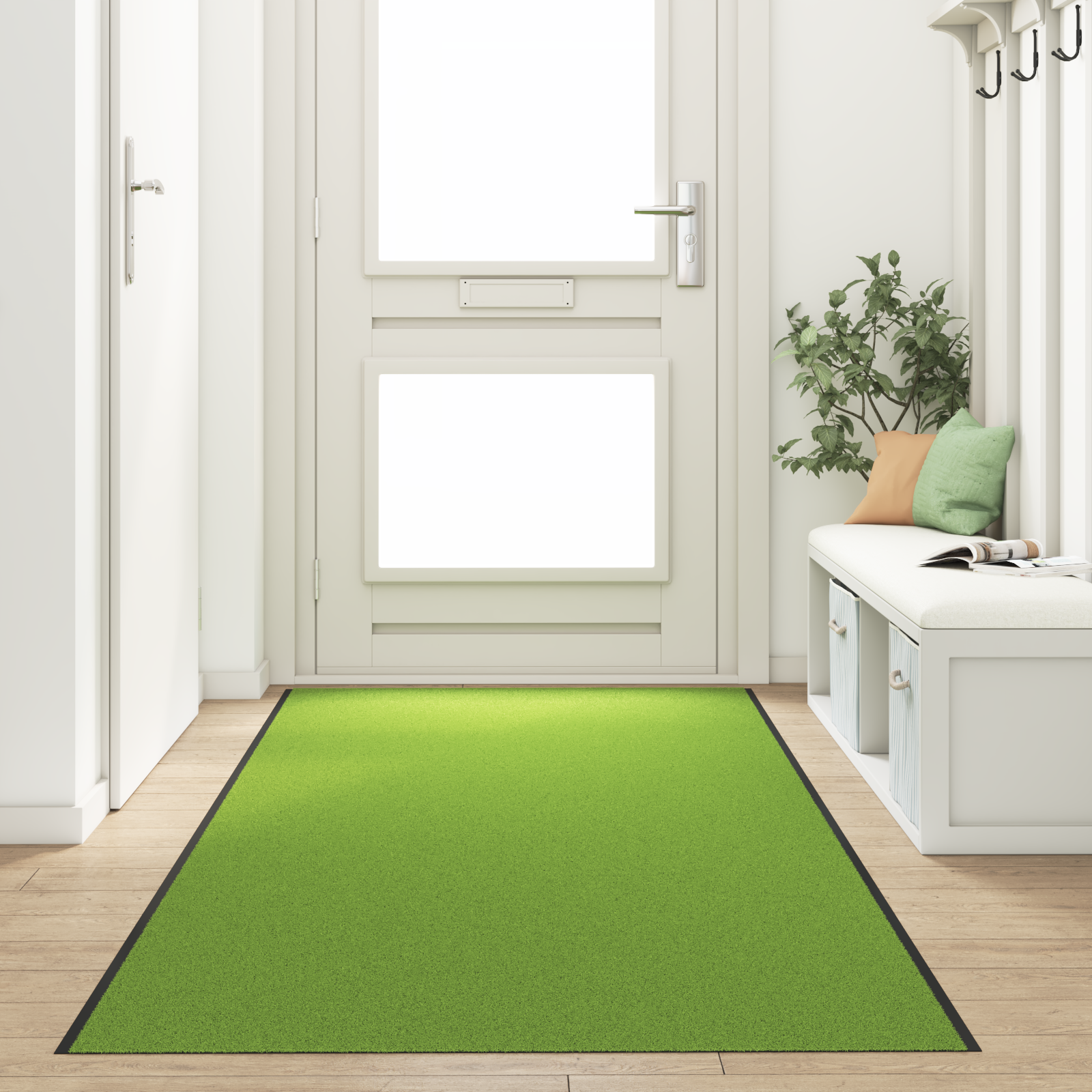 Washable Green Doormat 120x400 cm
