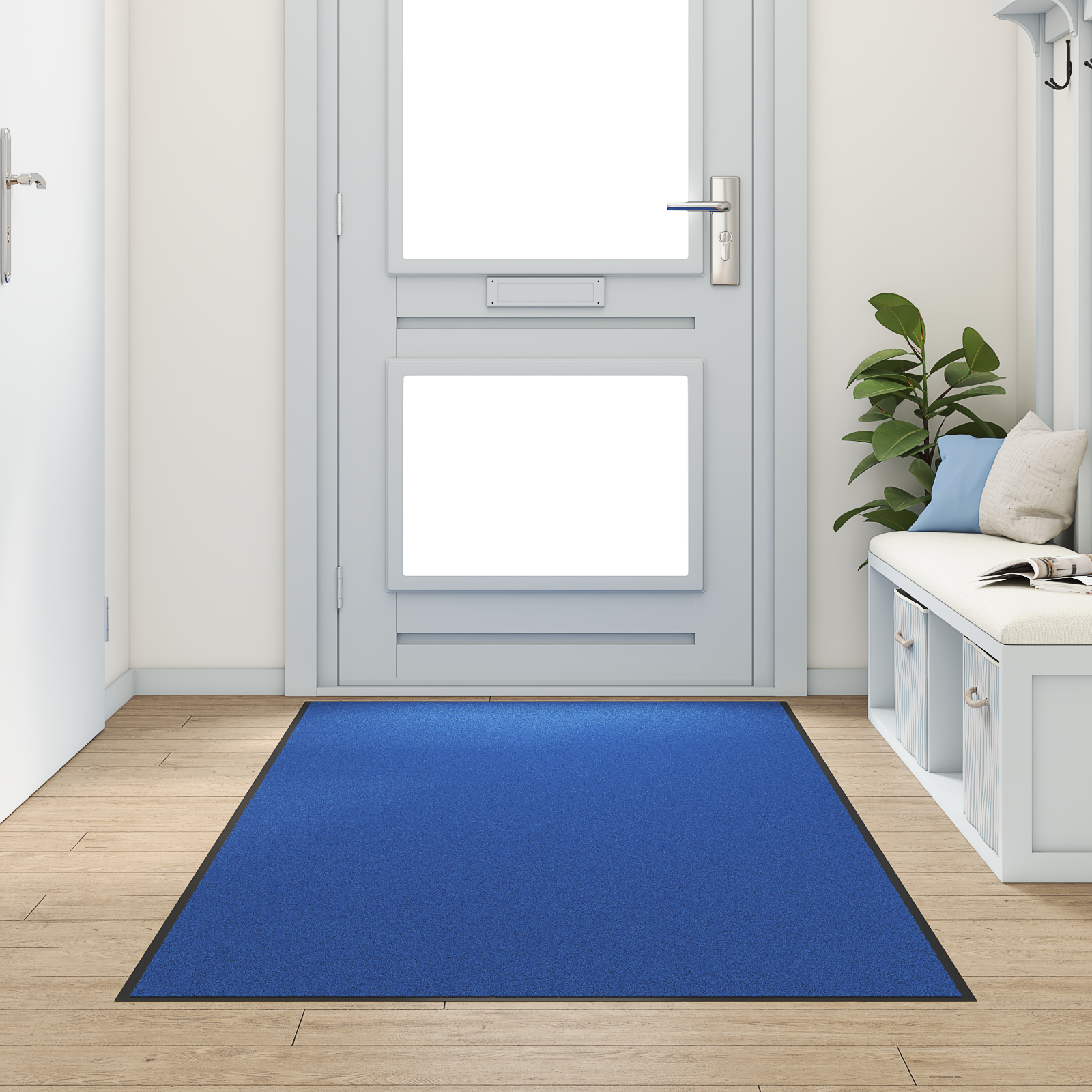 Washable Blue Doormat 120x300 cm