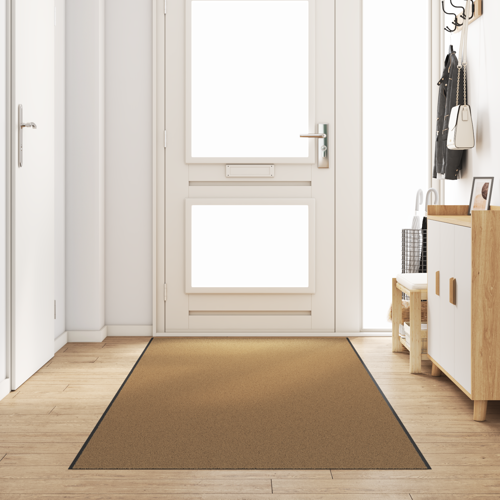 Washable Doormat in Cream, 120x350 cm
