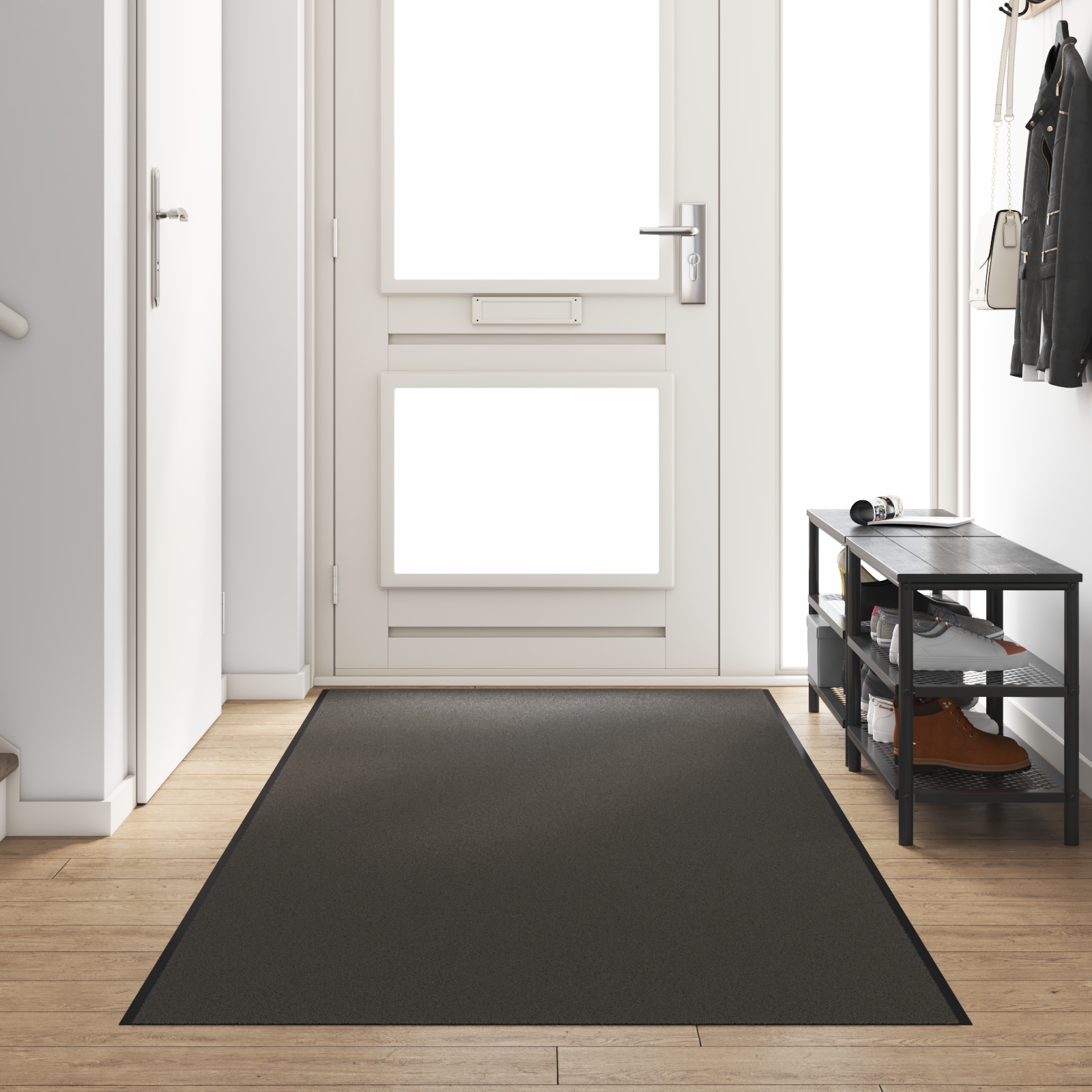 Rectangular Door Mat in Anthracite, 120x400 cm