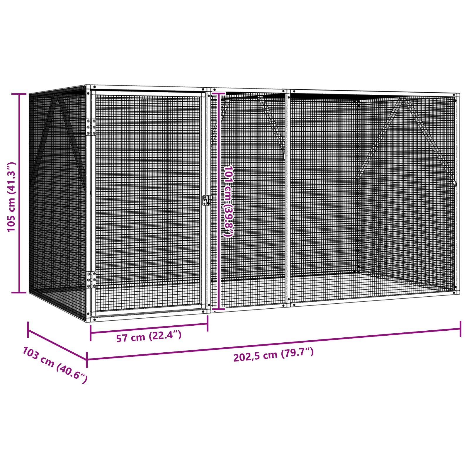 Bird Aviary Anthracite 102x208x108 cm Steel - Image 10