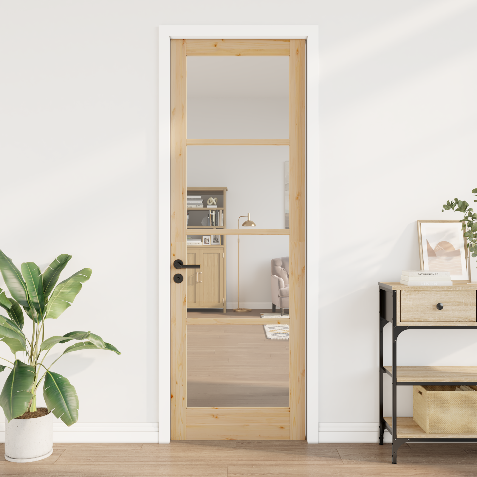 Interior Door with Glass "ORKDAL" 78x232x4 cm Solid Wood Pine - Image 4