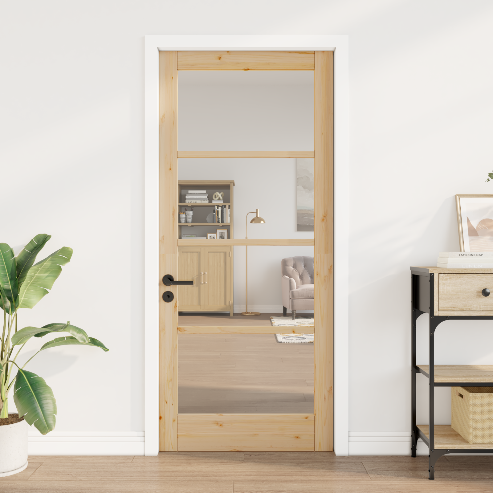 Interior Door with Glass "ORKDAL" 86x198,5x4 cm Solid Wood Pine - Image 3