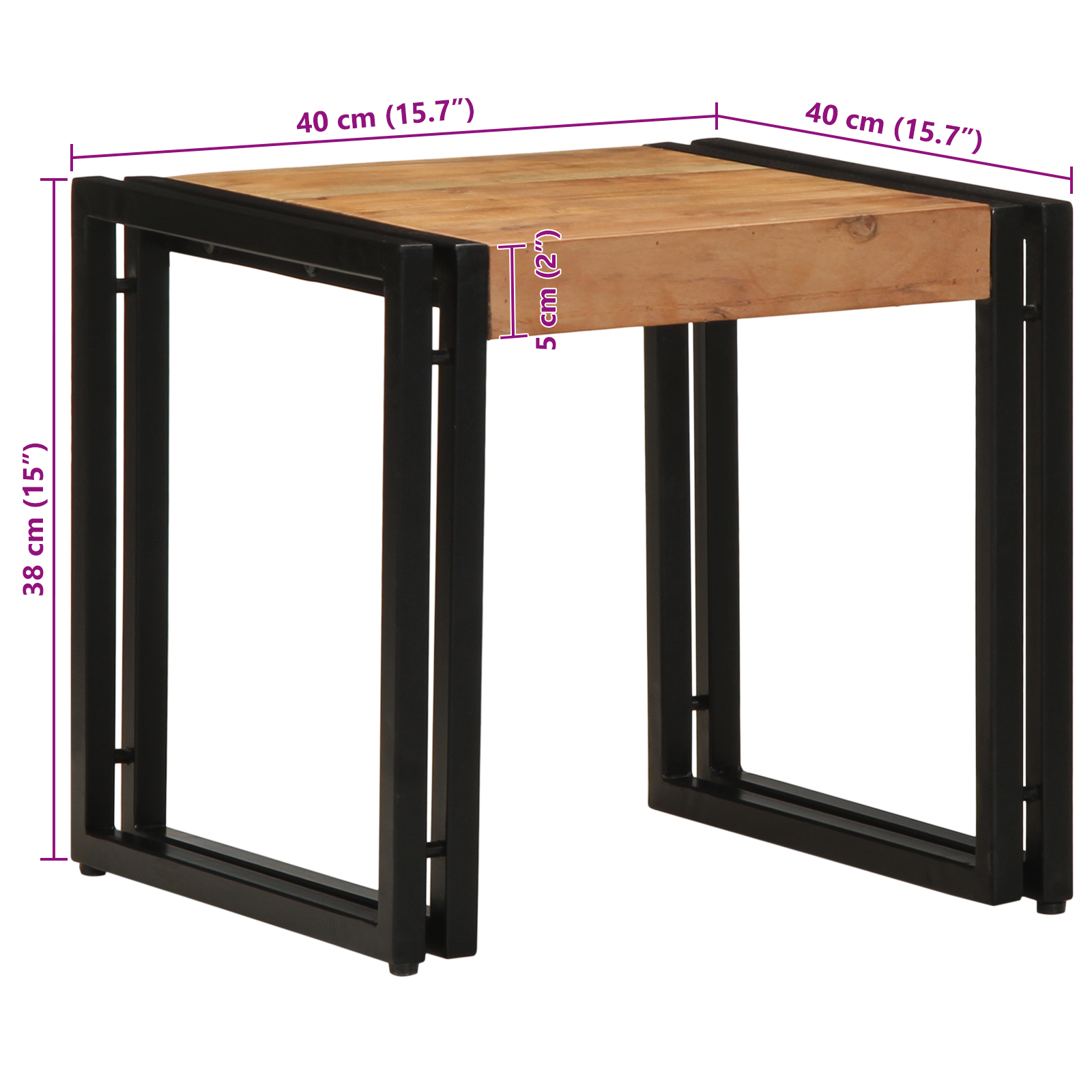 Coffee Table 40x50x38 cm Solid Wood Acacia - Image 10