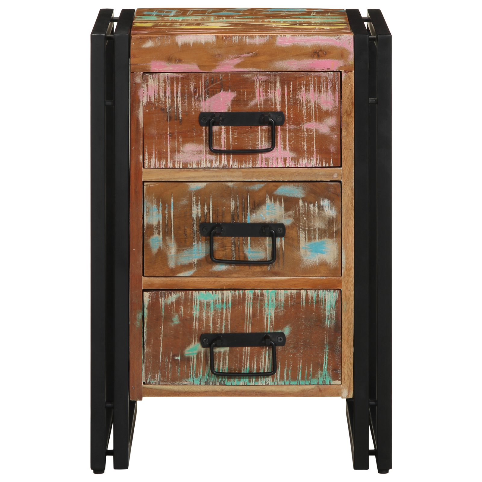 Bedside Cabinet - Multicolour, 40x35x50 cm, Solid Wood, Reclaimed - Image 6