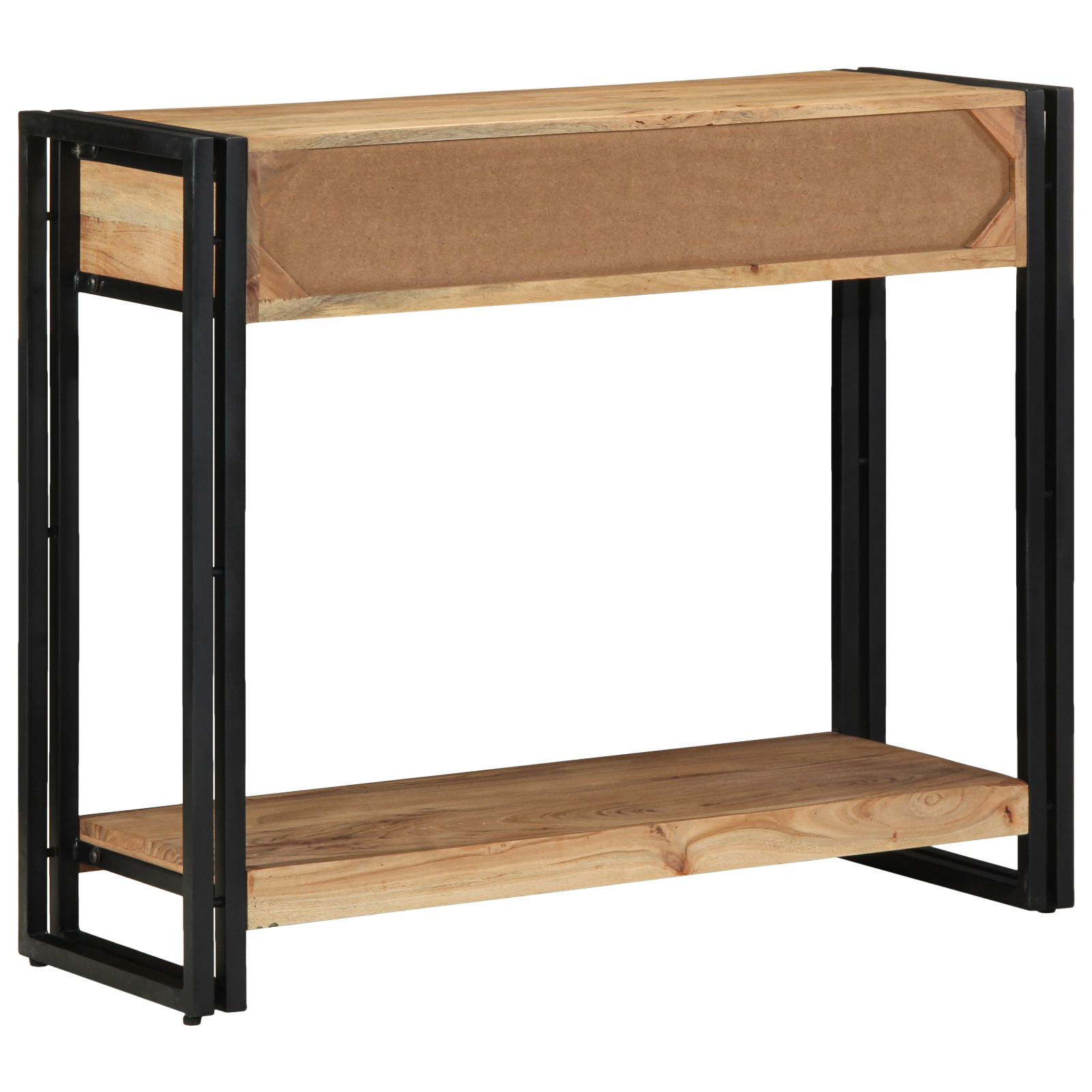 Console Table Black 90x33x75 cm Solid Acacia Wood and Metal - Image 7