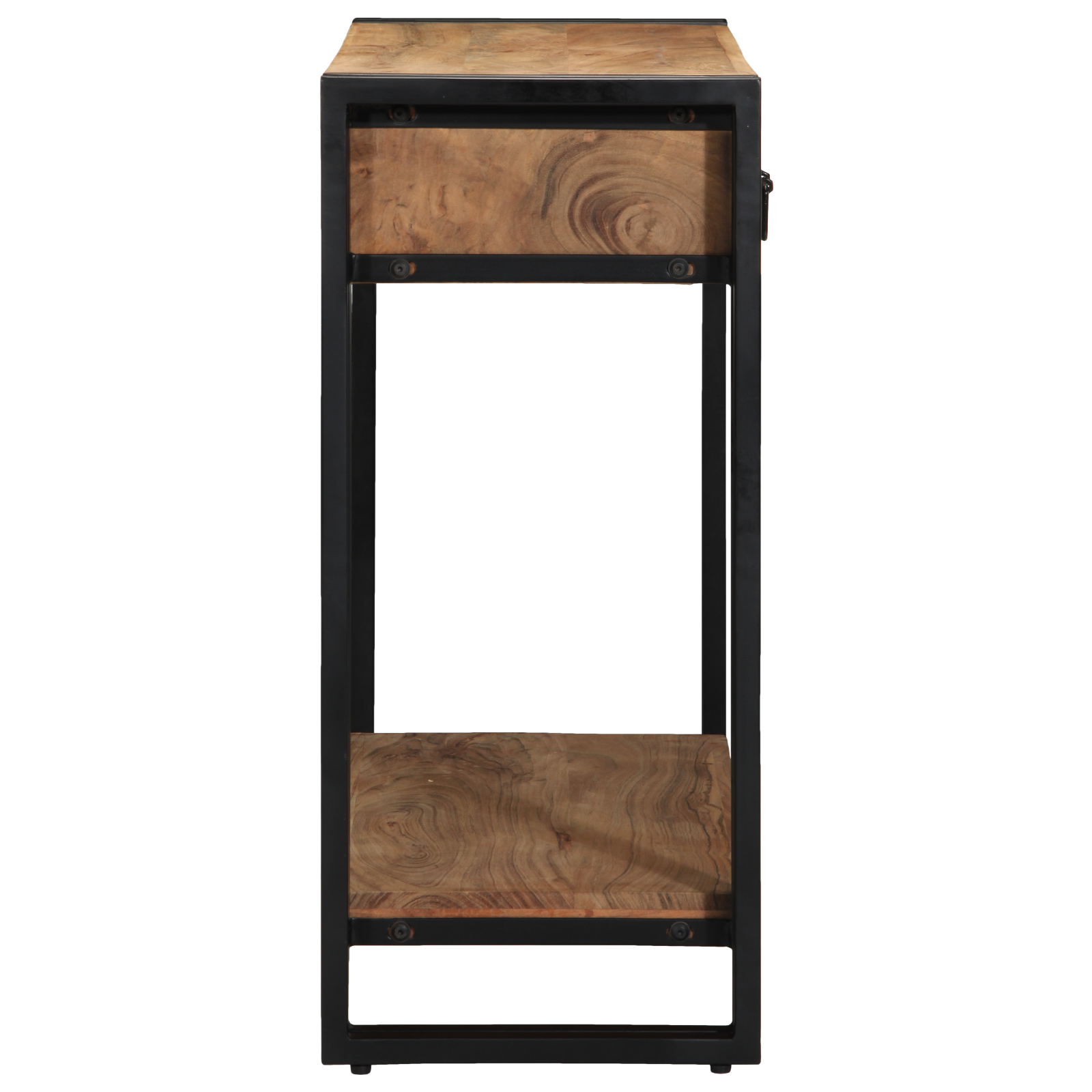Console Table Black 90x33x75 cm Solid Acacia Wood and Metal - Image 6