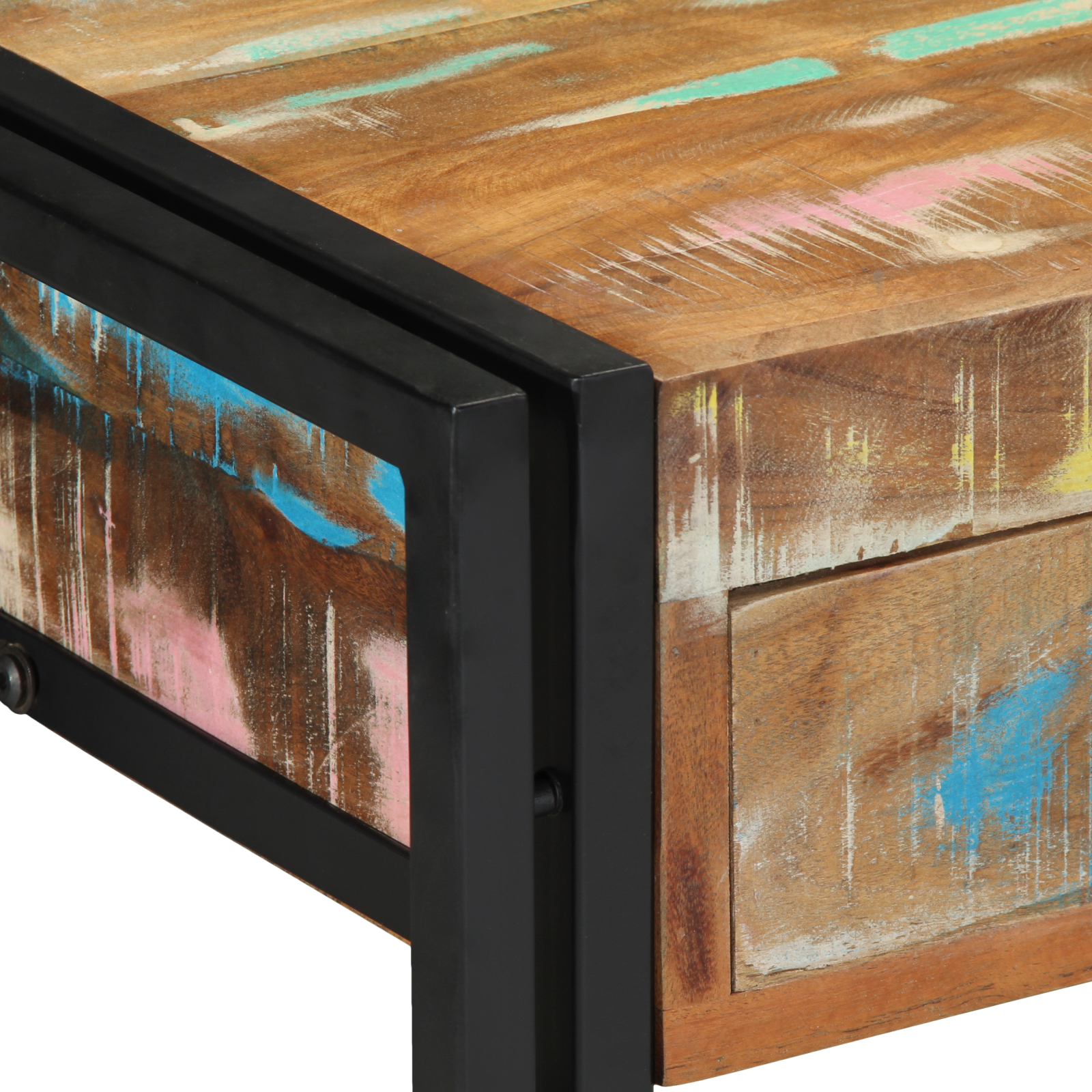 Console Table Multicolour Solid Reclaimed Wood and Metal - Image 8