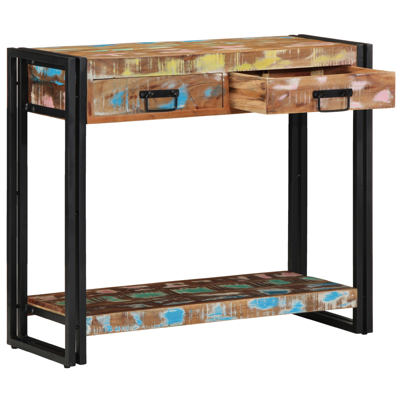 Console Table Multicolour Solid Reclaimed Wood and Metal - Image 2
