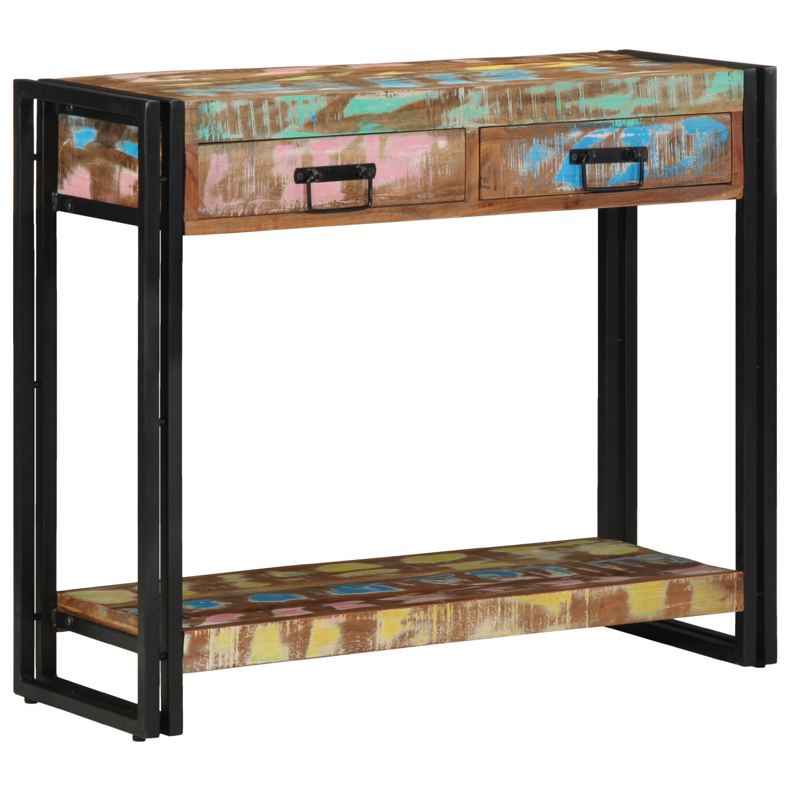 Console Table Multicolour Solid Reclaimed Wood and Metal - Image 3