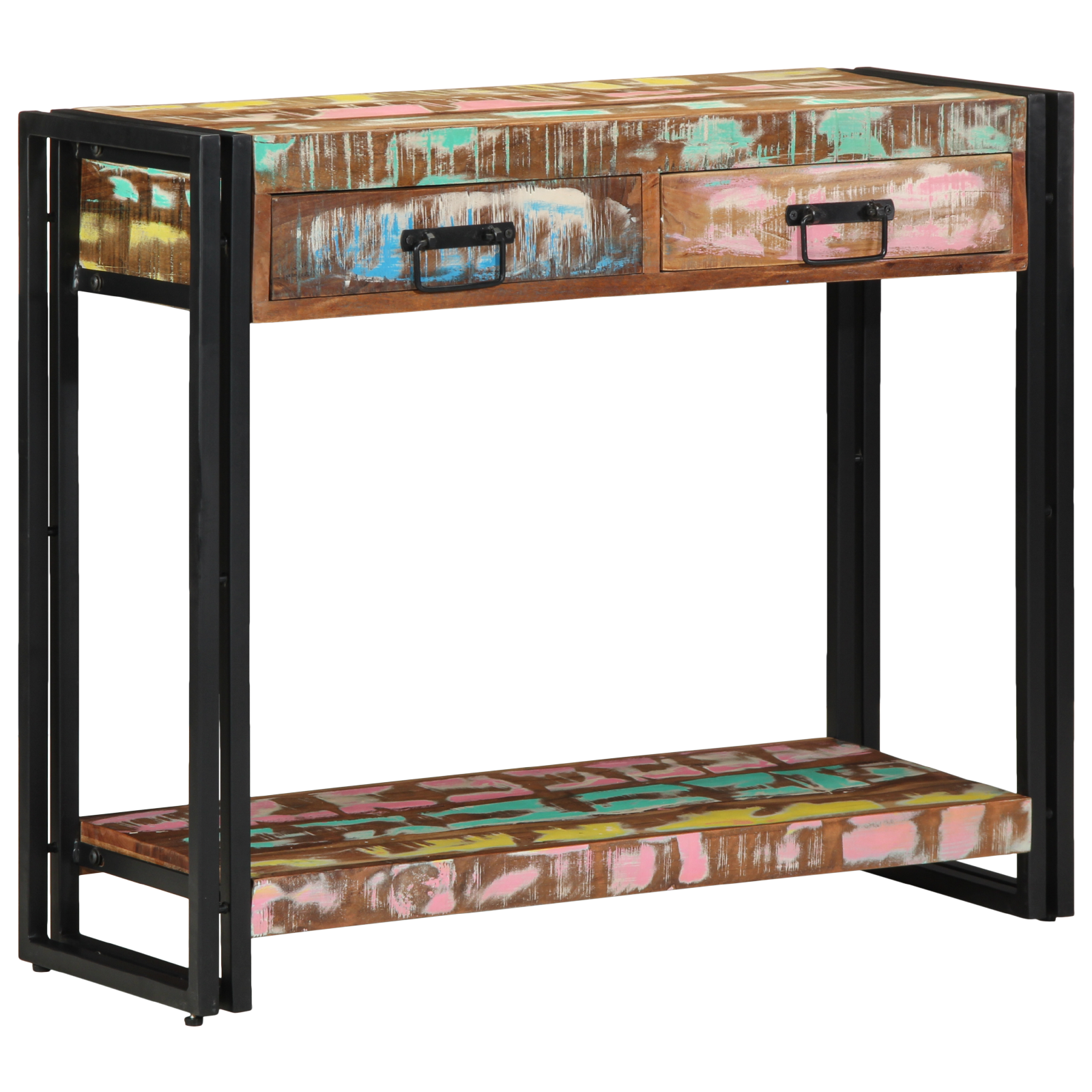 Console Table Multicolour Solid Reclaimed Wood and Metal - Image 4