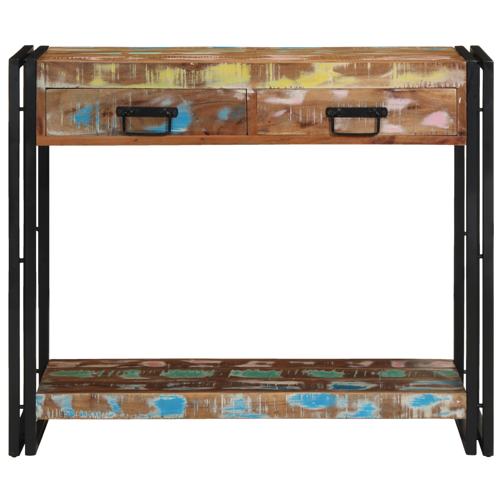 Console Table Multicolour Solid Reclaimed Wood and Metal - Image 5