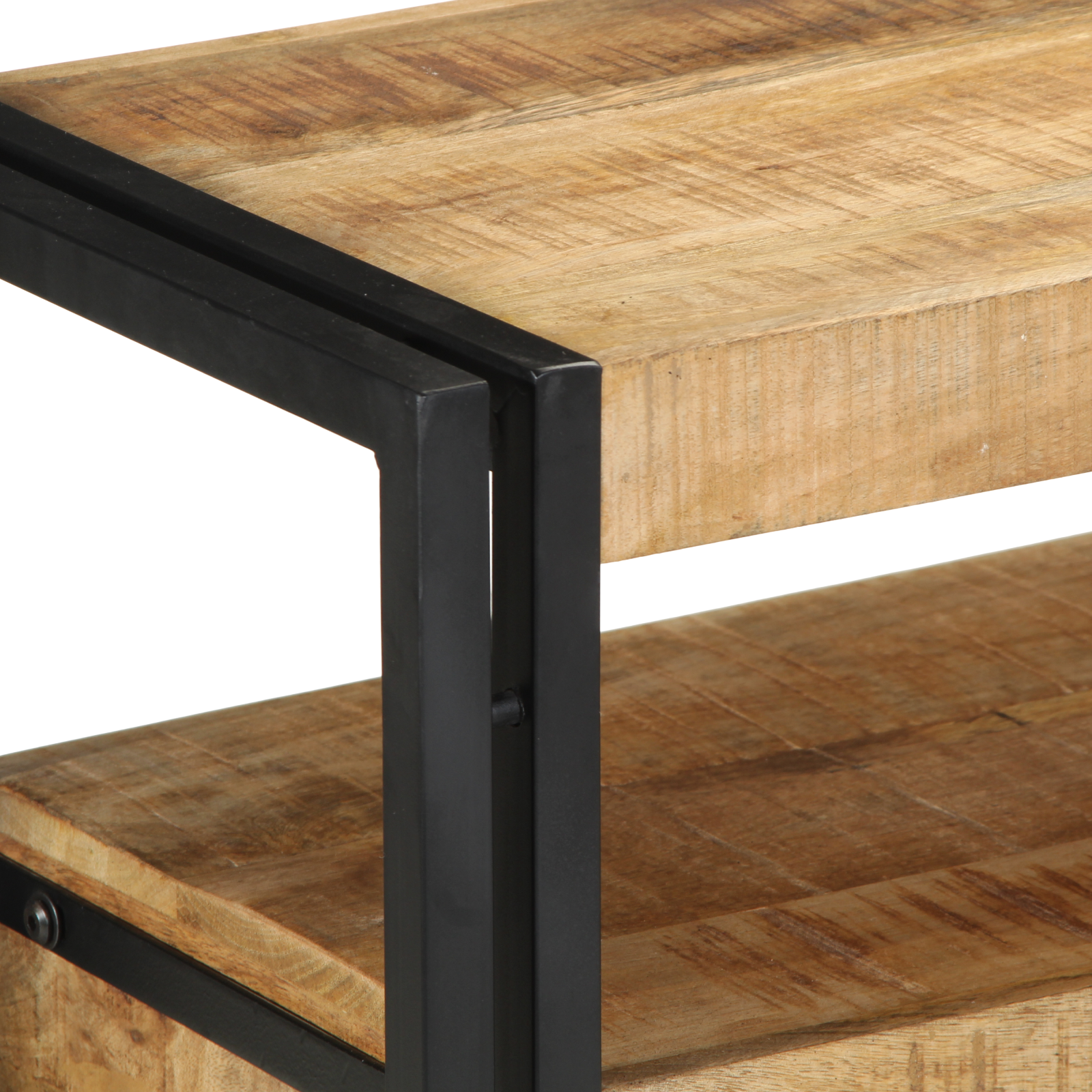 End Tables Black 120x33x75 cm Solid Mango Wood and Metal - Image 8