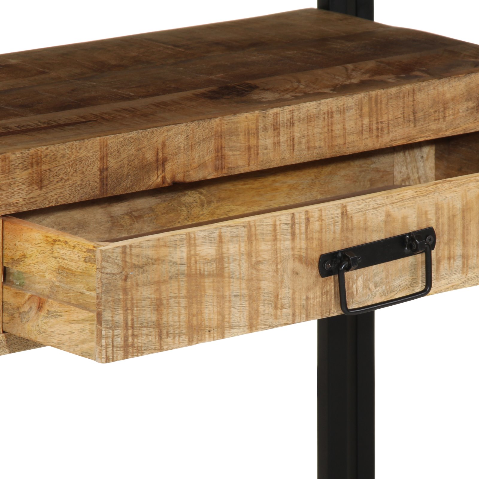 End Tables Black 120x33x75 cm Solid Mango Wood and Metal - Image 9