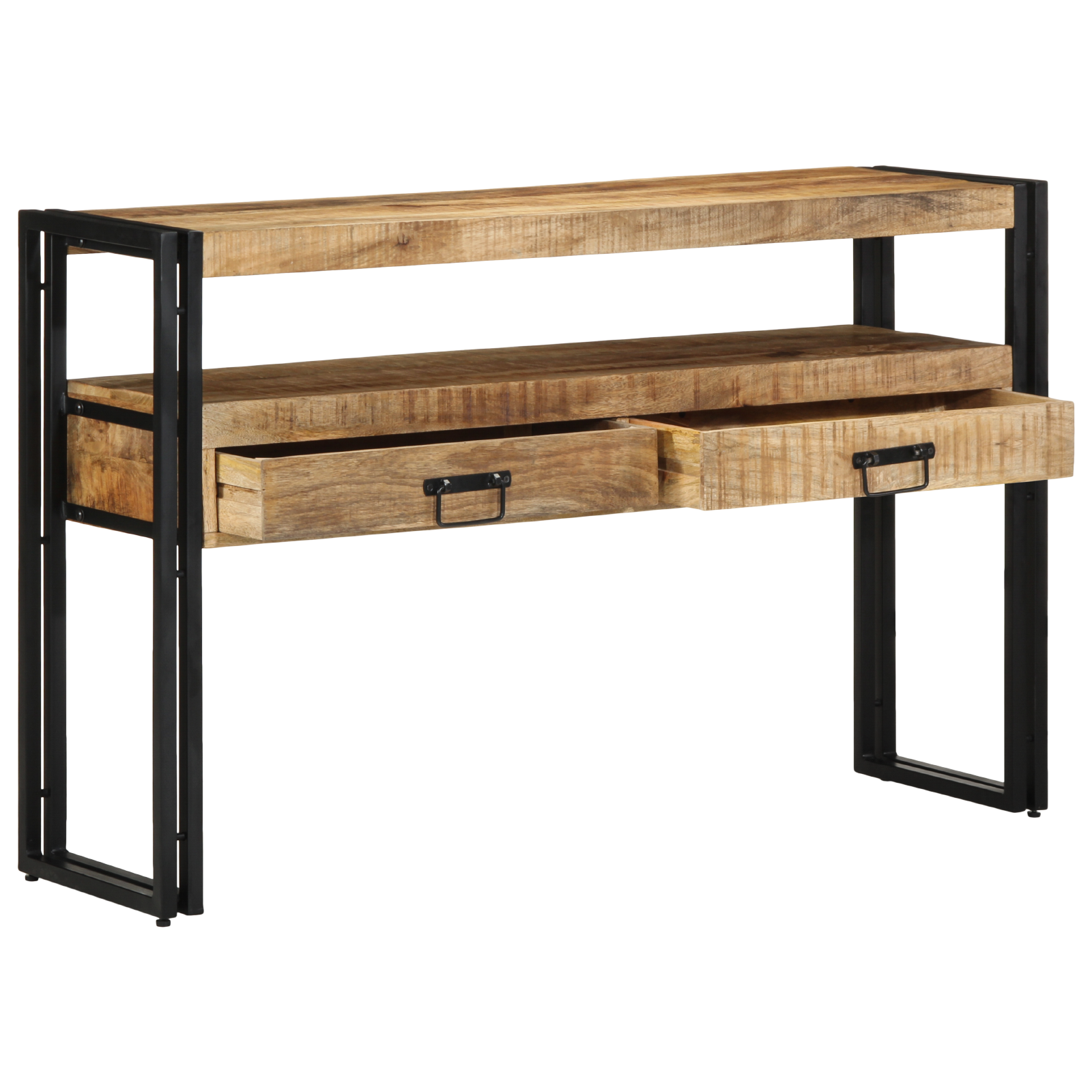 End Tables Black 120x33x75 cm Solid Mango Wood and Metal - Image 2