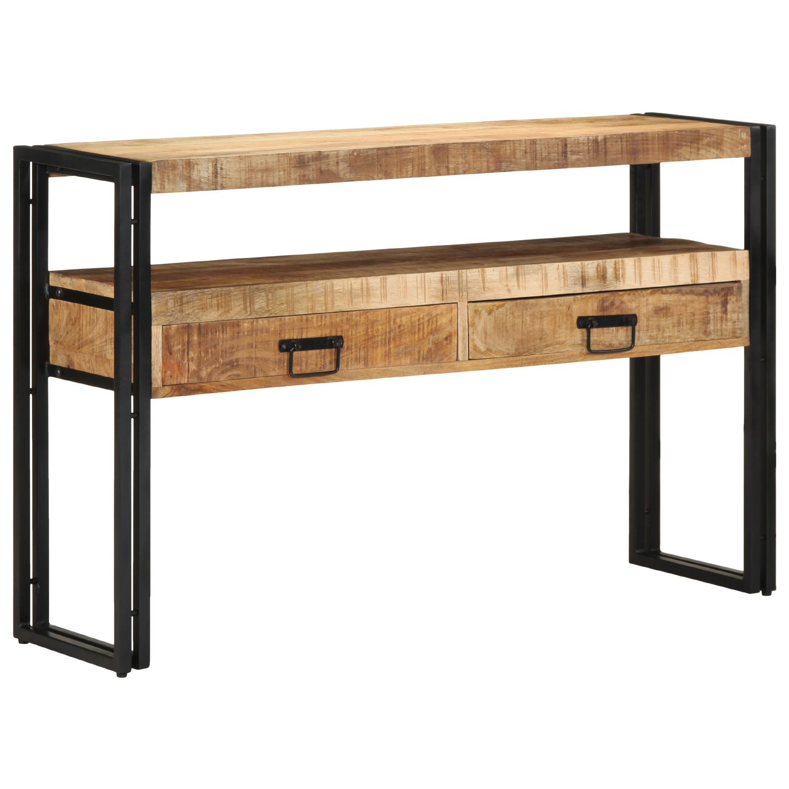 End Tables Black 120x33x75 cm Solid Mango Wood and Metal - Image 3