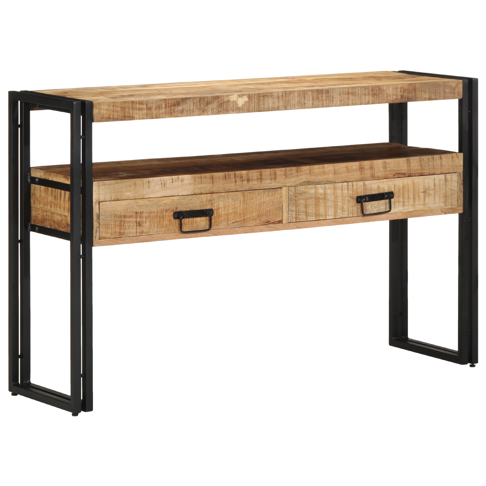 End Tables Black 120x33x75 cm Solid Mango Wood and Metal - Image 4