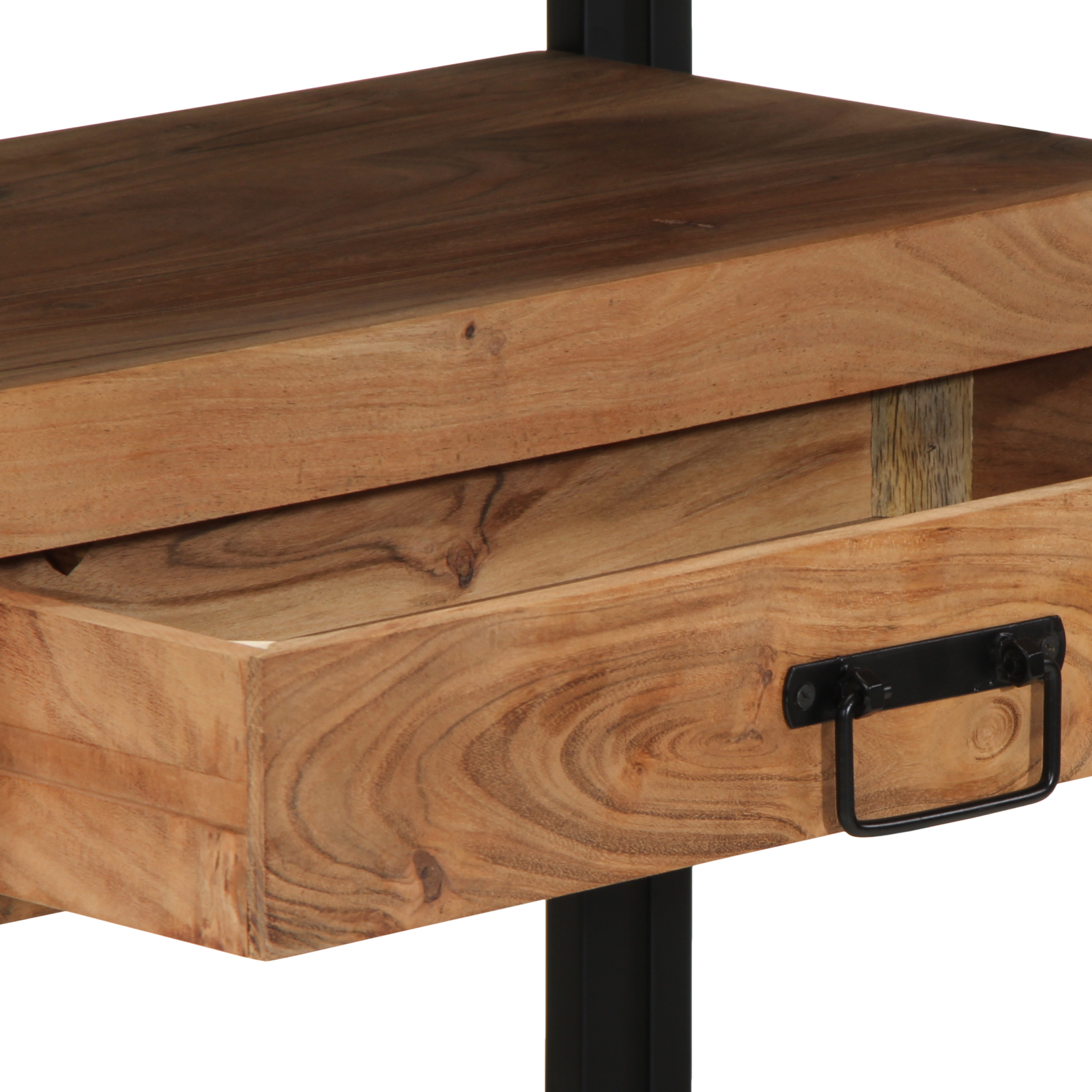 End Tables Black 120x33x75 cm Solid Acacia Wood and Metal - Image 9
