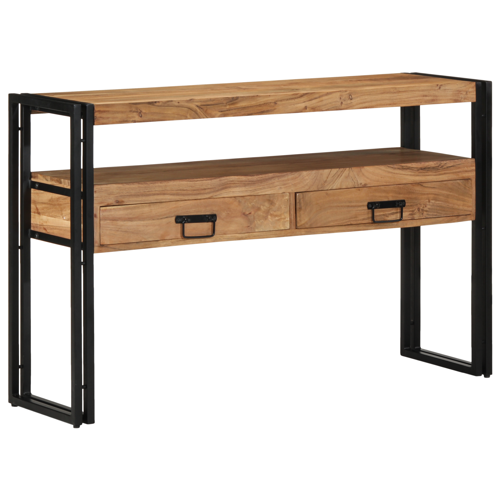 End Tables Black 120x33x75 cm Solid Acacia Wood and Metal - Image 4