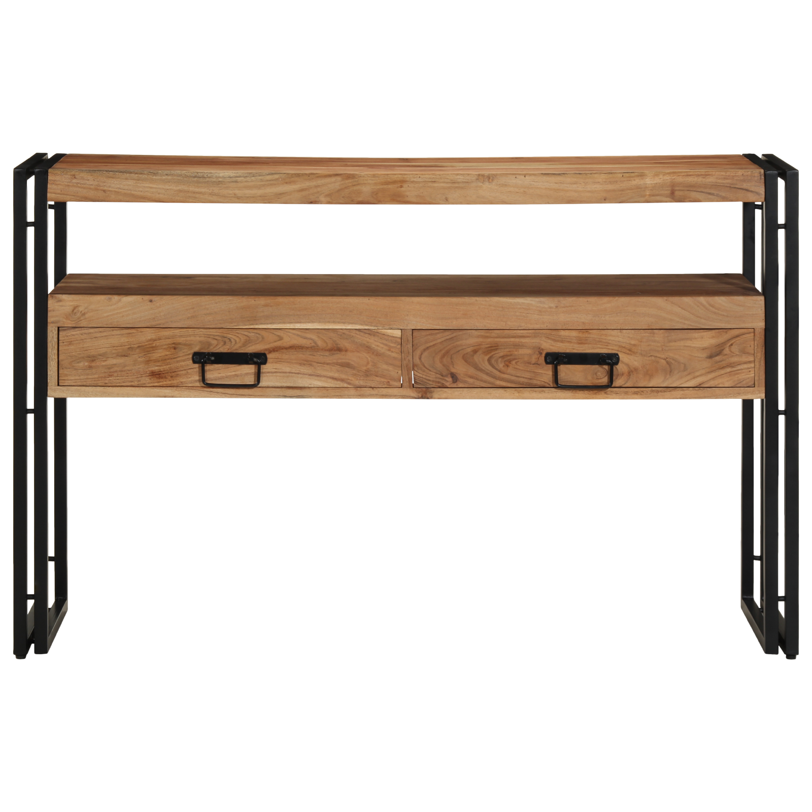 End Tables Black 120x33x75 cm Solid Acacia Wood and Metal - Image 5